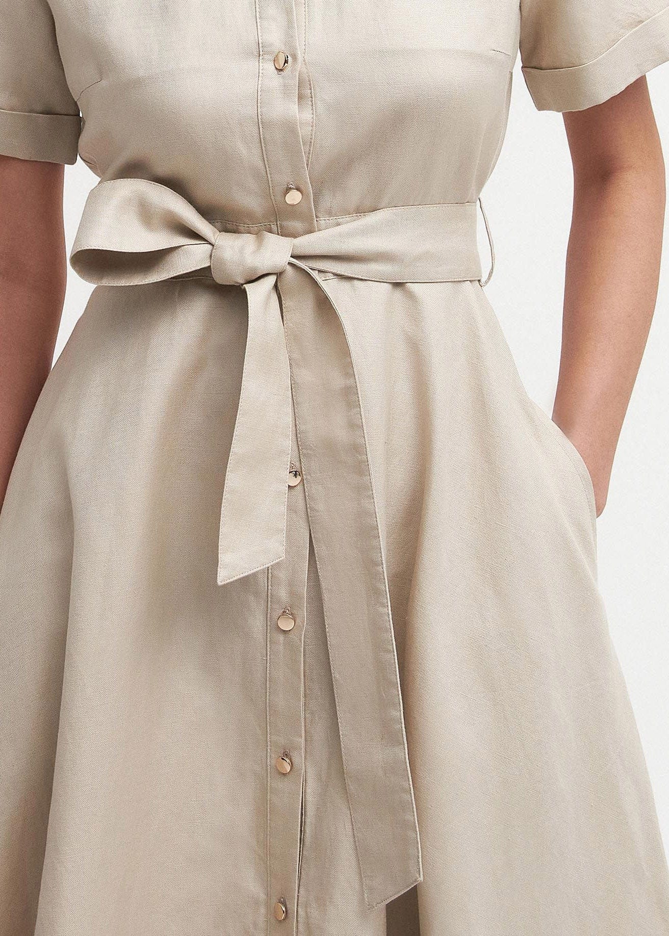 Margaret Linen Shirt Dress - Safari - Image 6