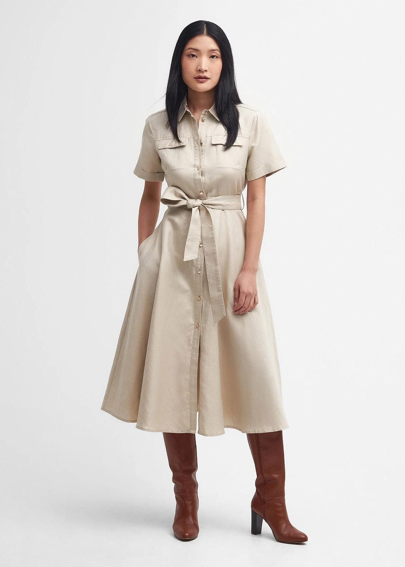 Margaret Linen Shirt Dress - Safari - Image 9