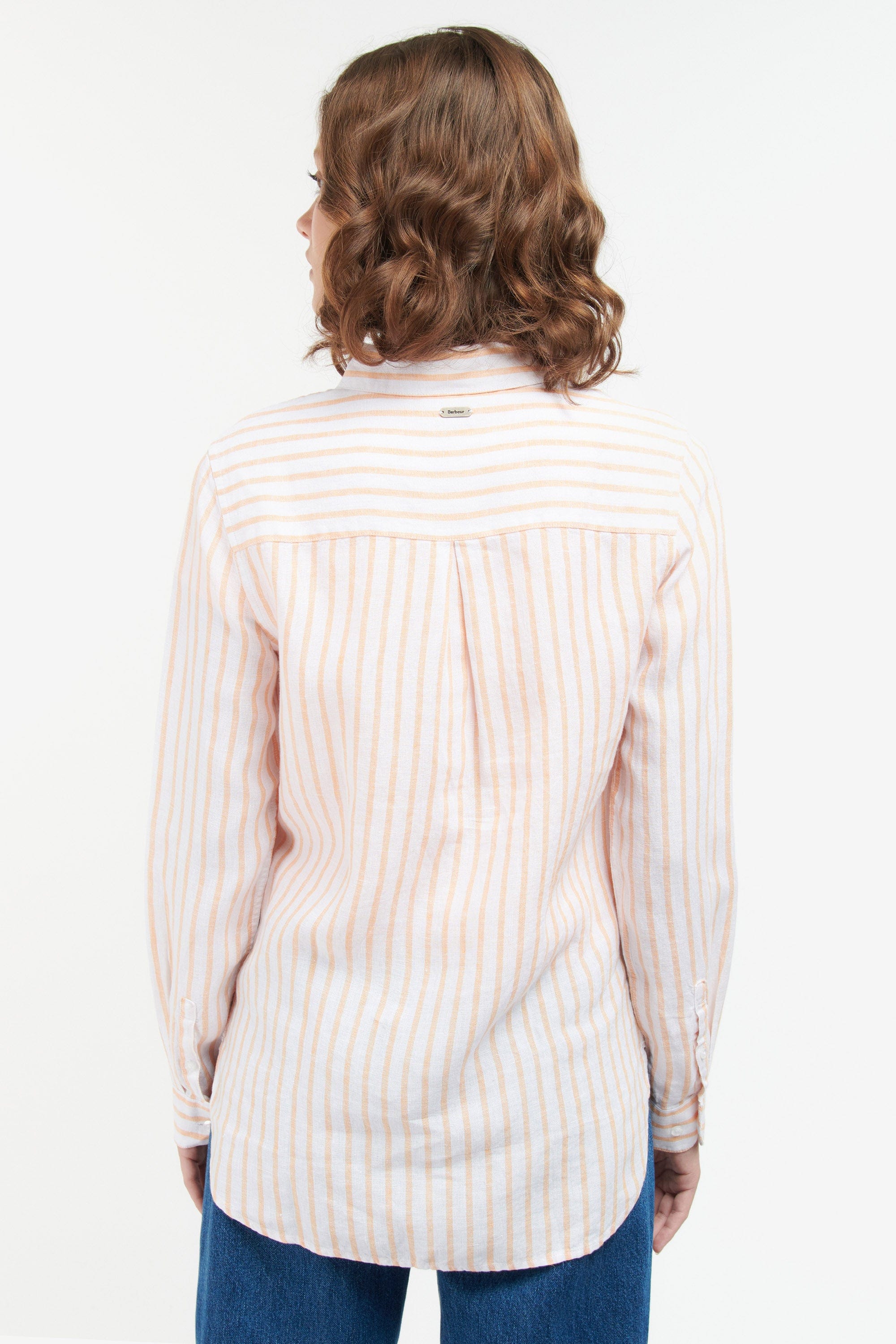 Marine Stripe Linen Shirt - Papaya - Image 4
