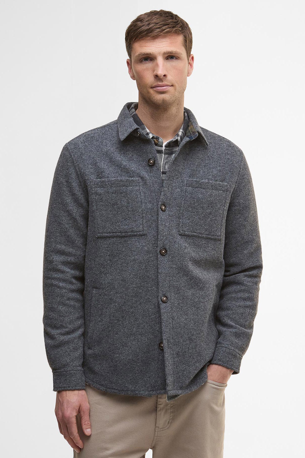 Marlow Tailored Overshirt - Dark Grey Marl - Image 2