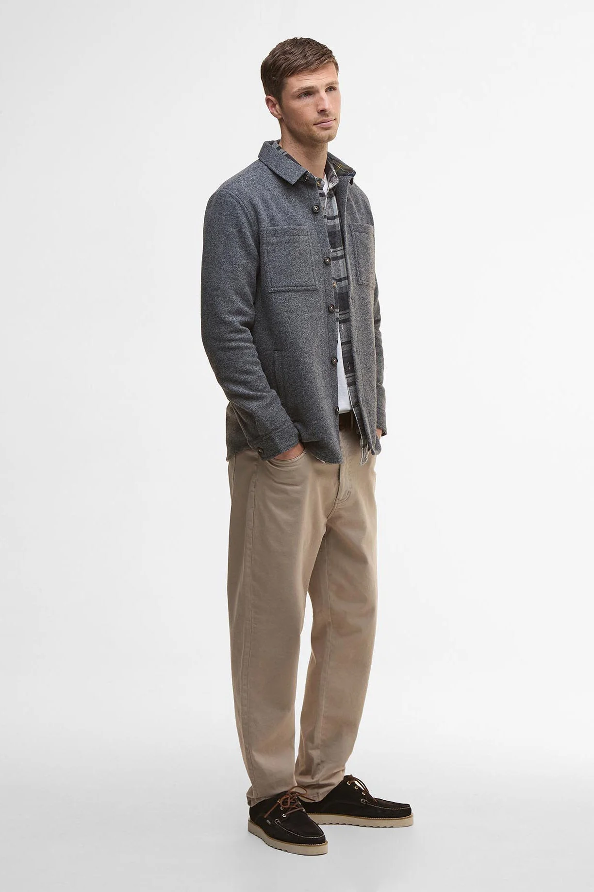 Marlow Tailored Overshirt - Dark Grey Marl - Image 4