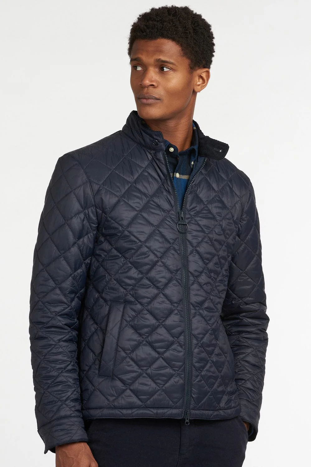 Mens Harrington Quilted Jacket - Navy - Image 2