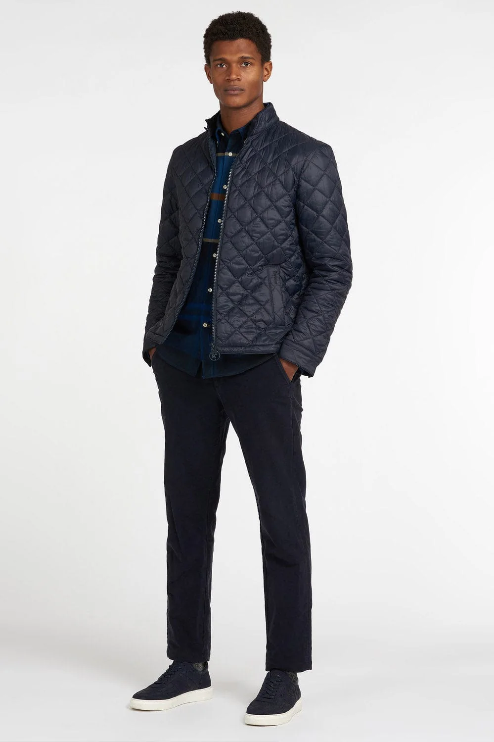 Mens Harrington Quilted Jacket - Navy - Image 5