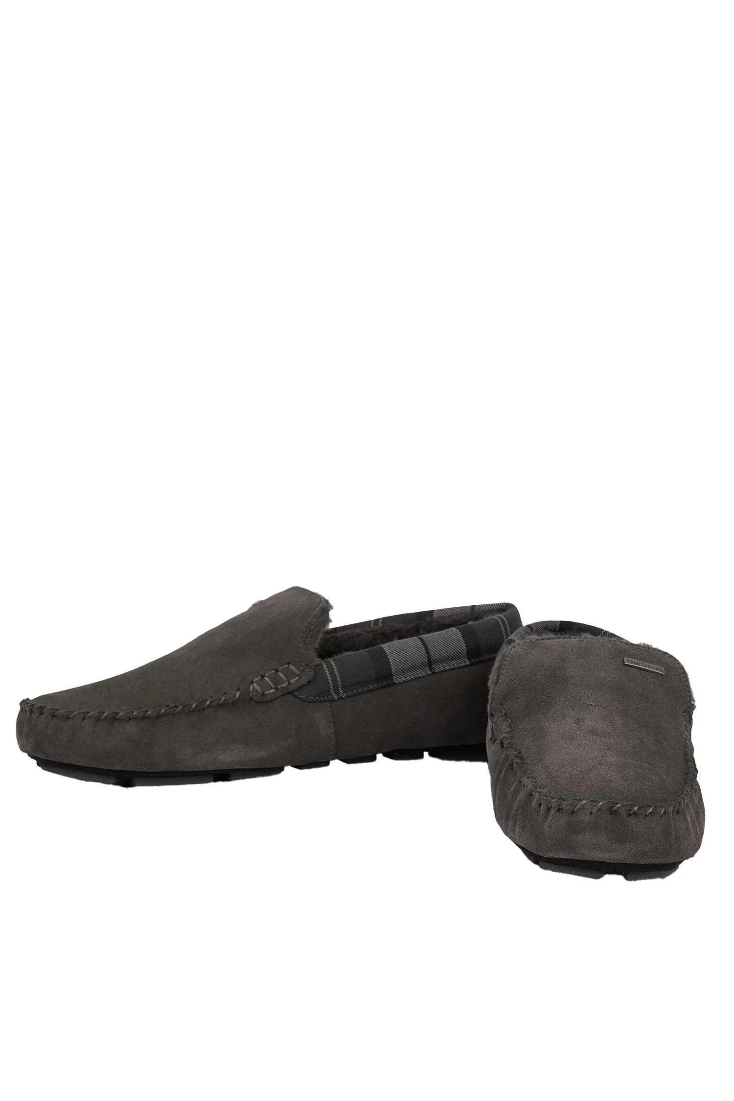 Mens Monty Suede Slippers - Dark Grey Suede - Image 3