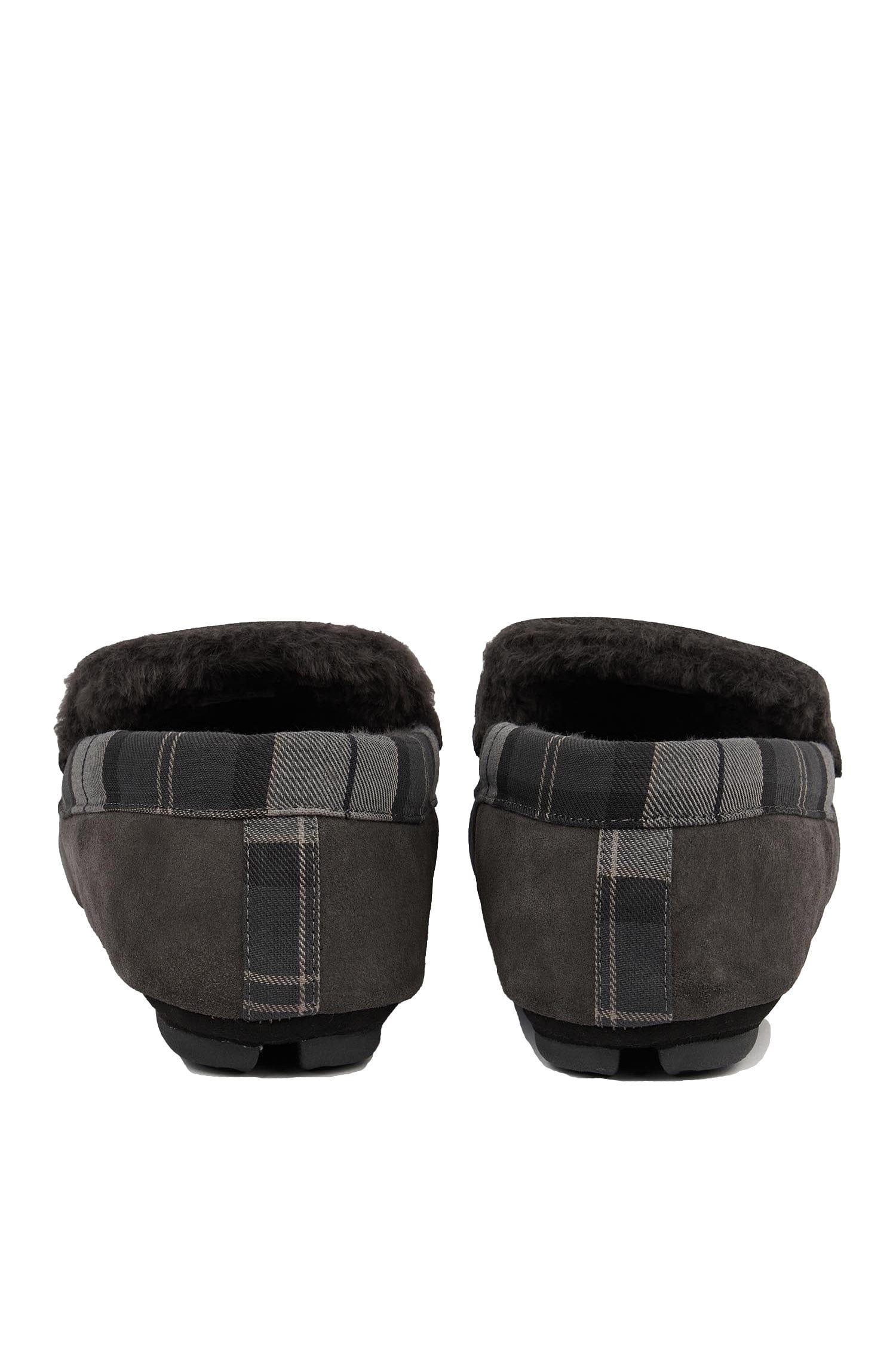 Mens Monty Suede Slippers - Dark Grey Suede - Image 5