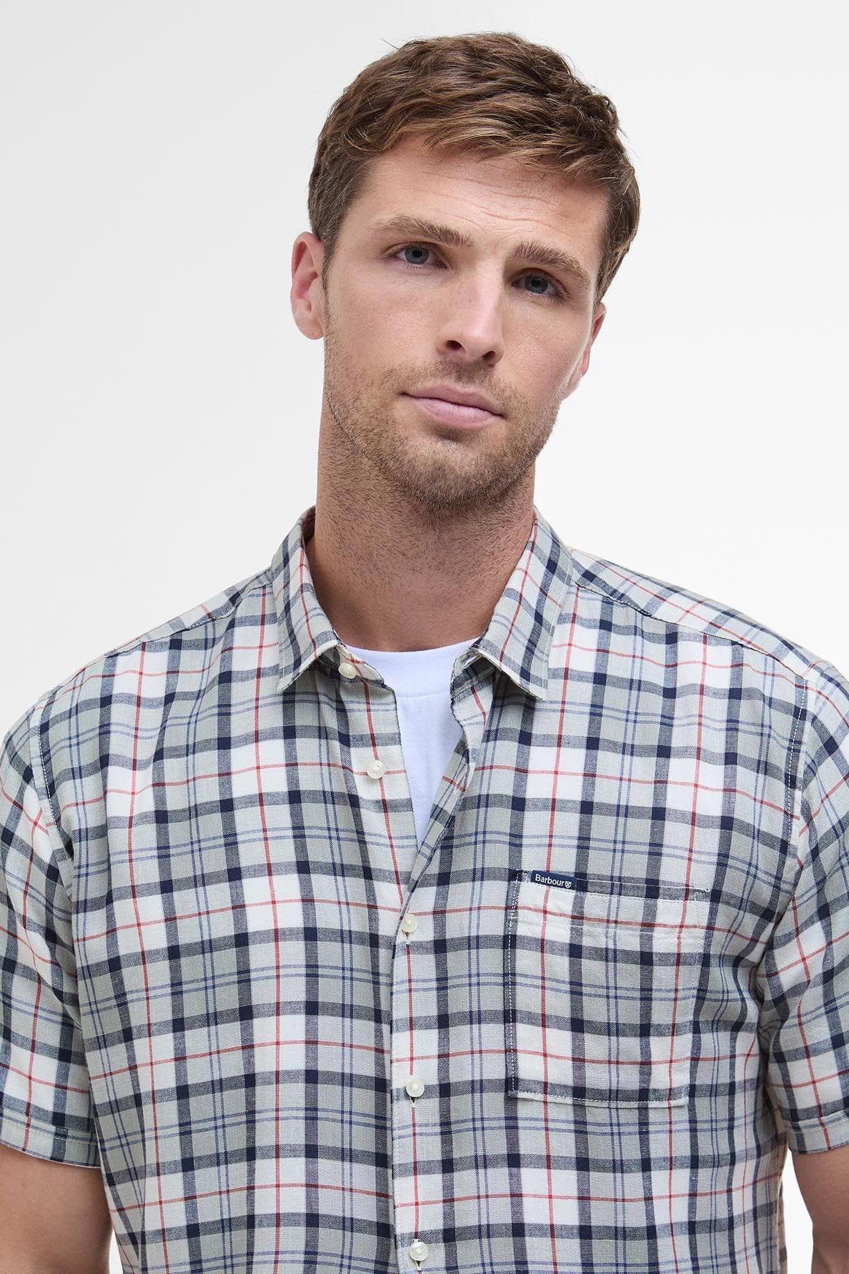 Midfield Regular Fit Short Sleeve Shirt - Bleached Pine Tartan - Image 4