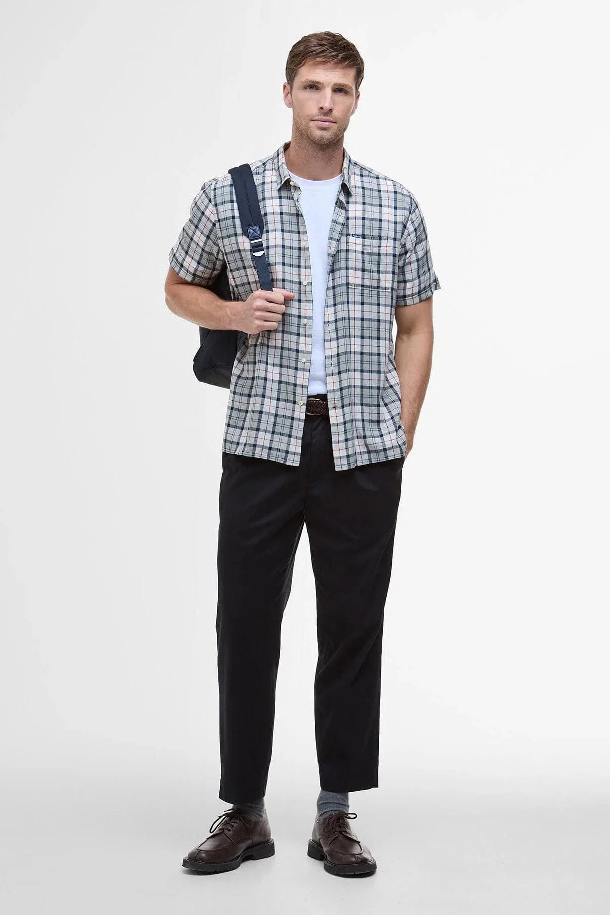 Midfield Regular Fit Short Sleeve Shirt - Bleached Pine Tartan - Image 6