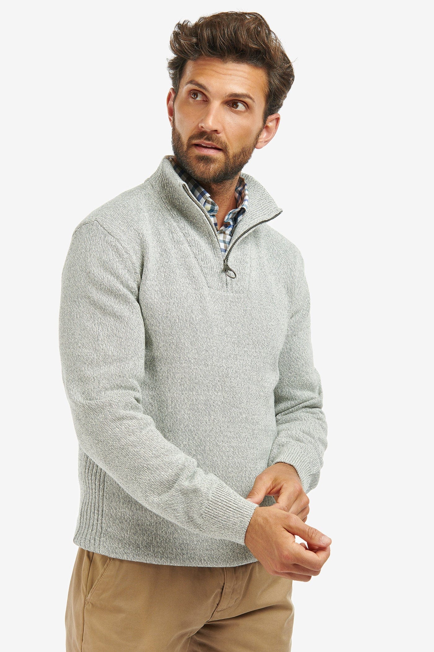 Nelson Cotton Twist Half-Zip Sweatshirt - Oyster - Image 2