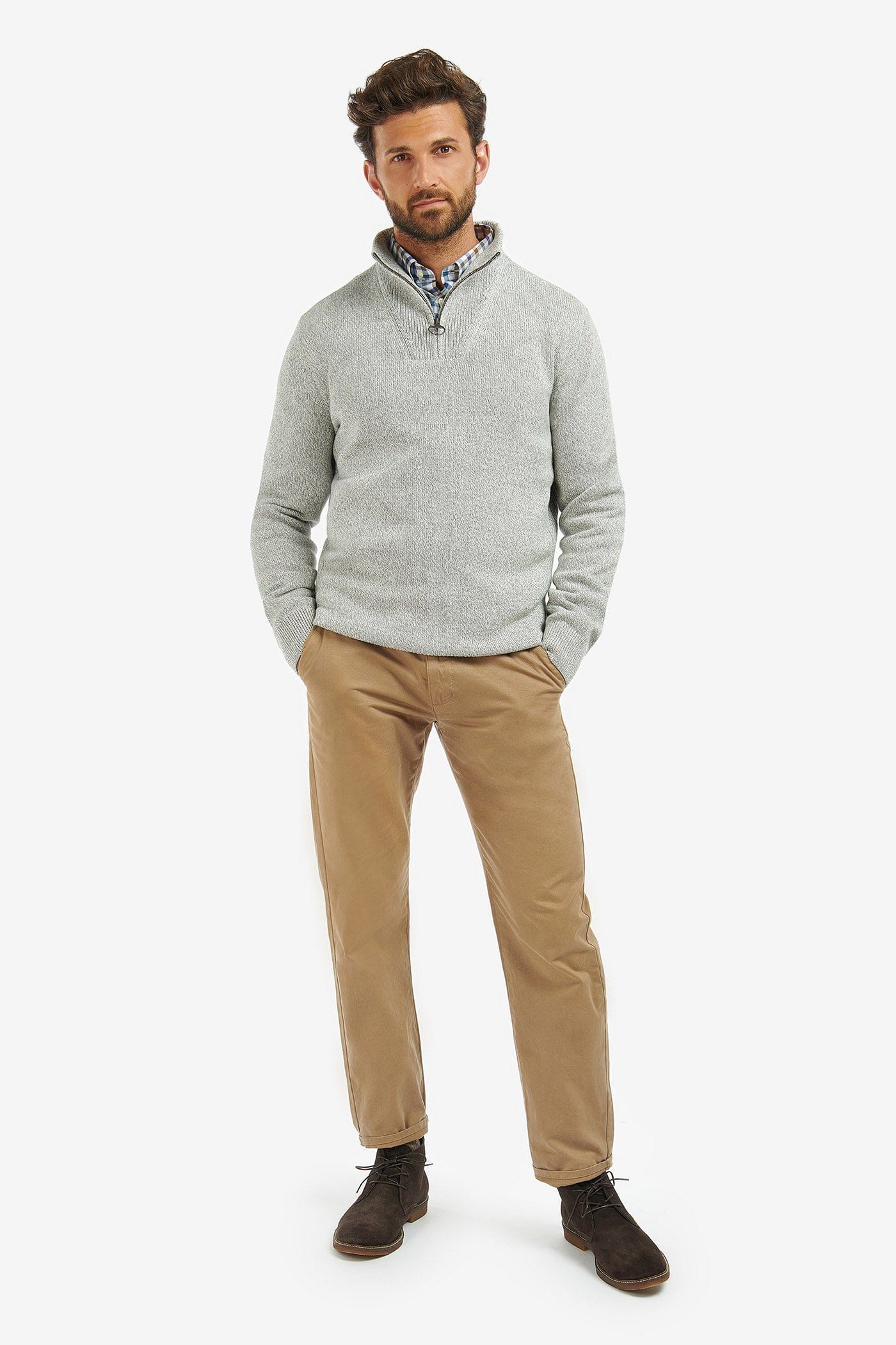 Nelson Cotton Twist Half-Zip Sweatshirt - Oyster - Image 4