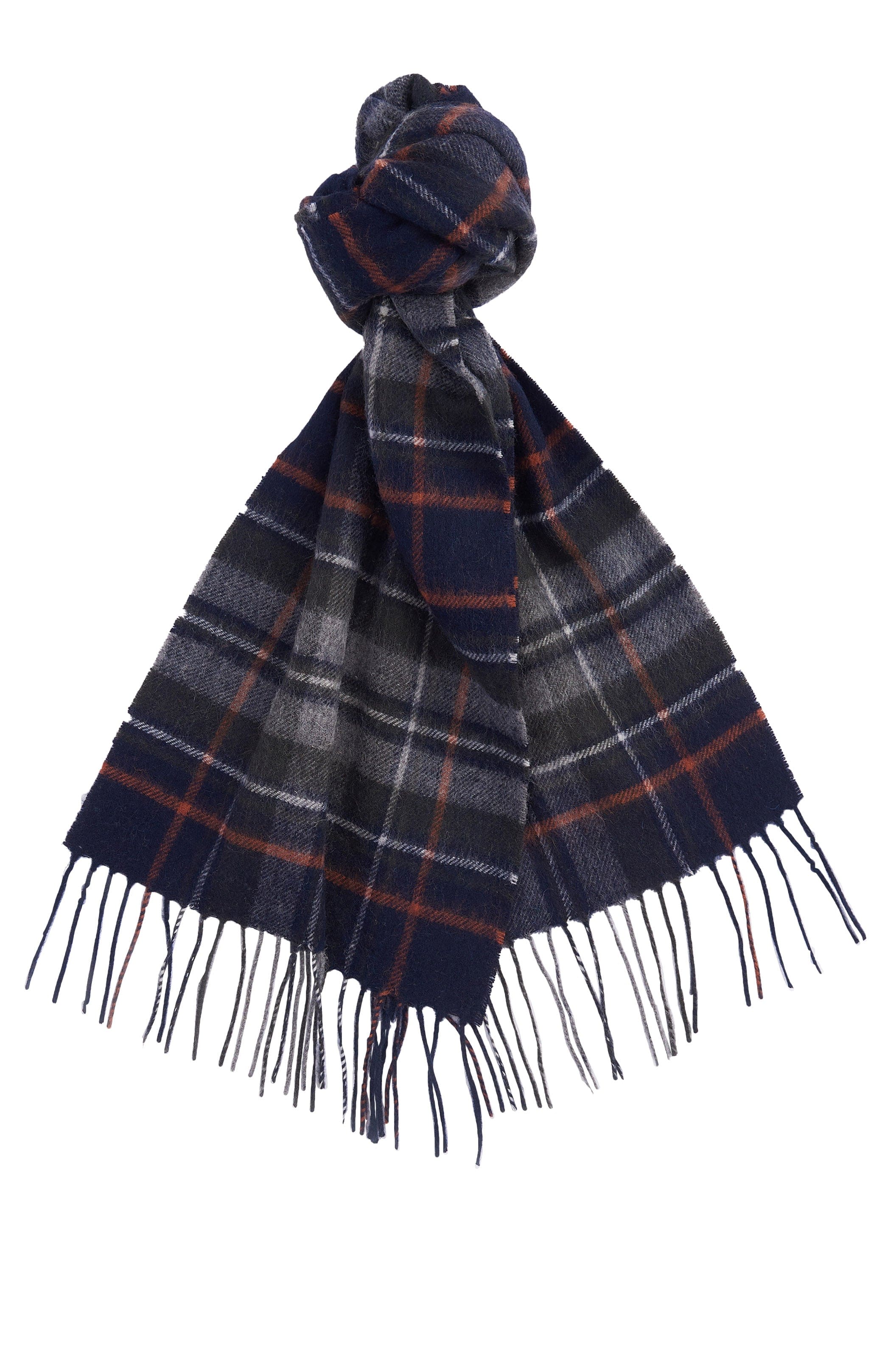 New Check Tartan Scarf - Navy/Dark Ginger
