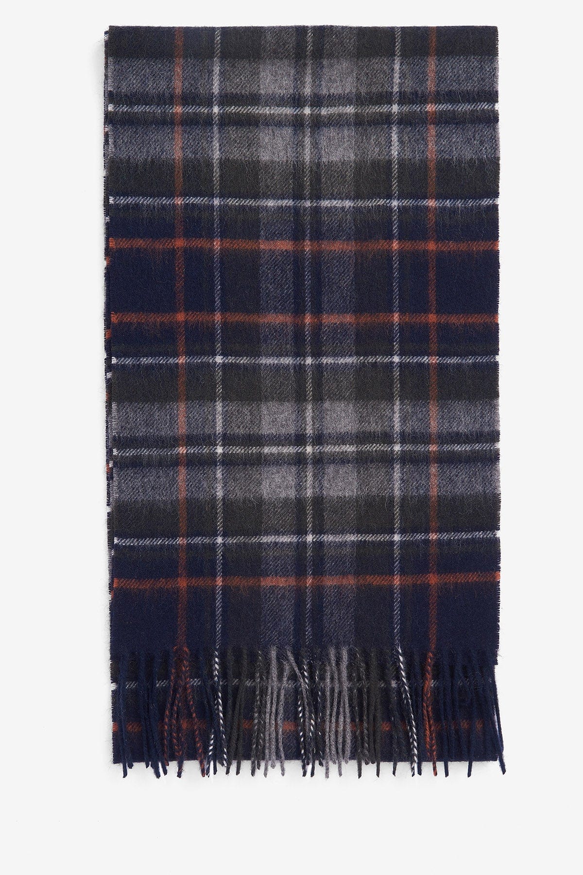 New Check Tartan Scarf - Navy/Dark Ginger - Image 2