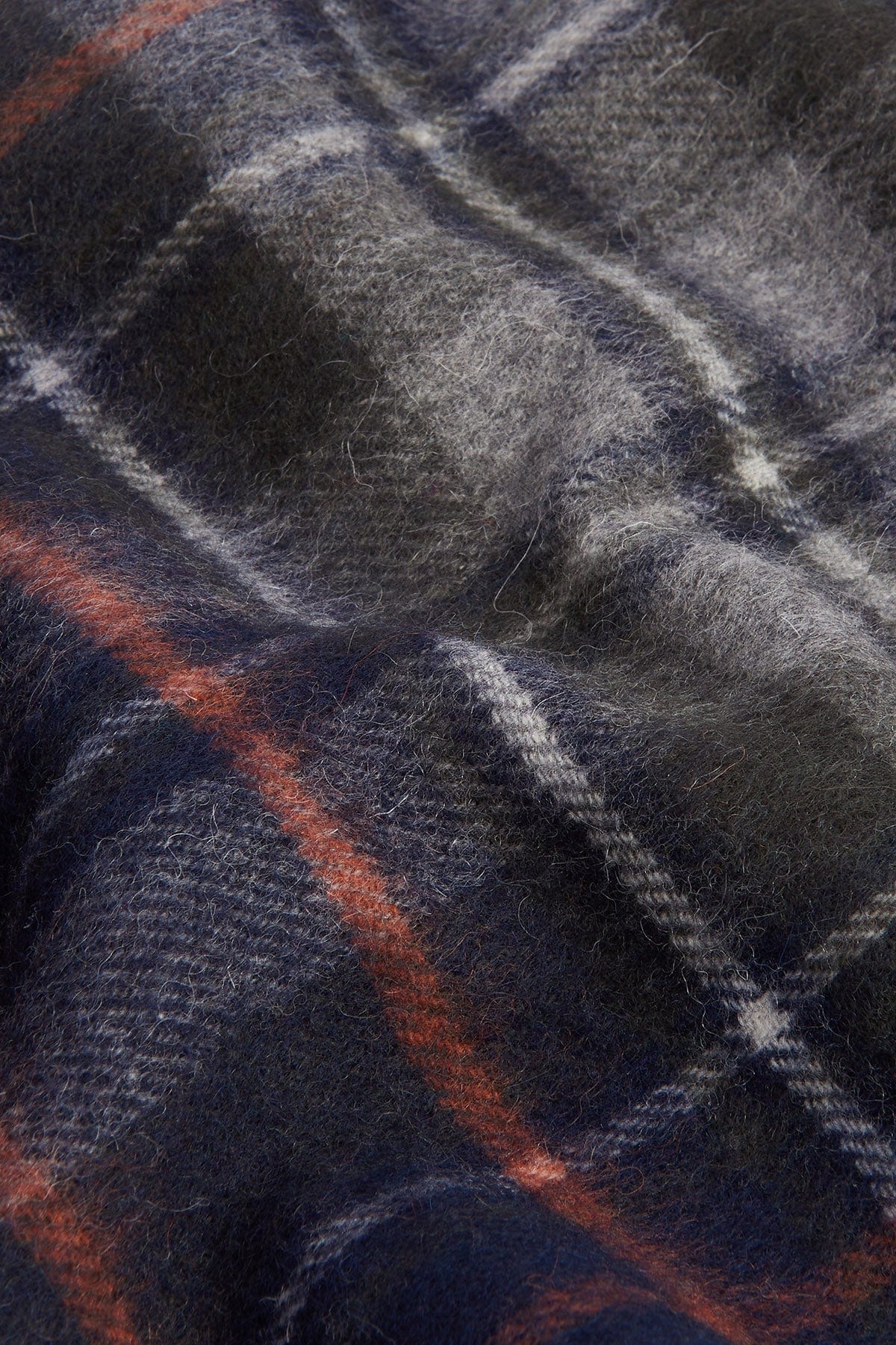 New Check Tartan Scarf - Navy/Dark Ginger - Image 3