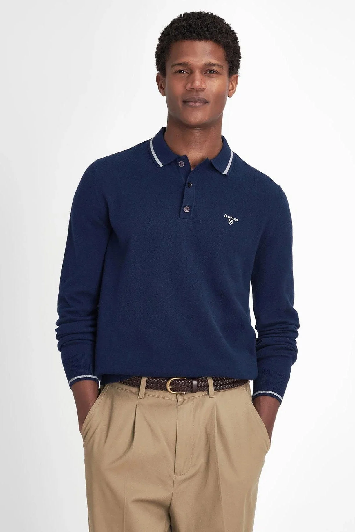 Nocton Knitted Polo Shirt - Navy - Image 2