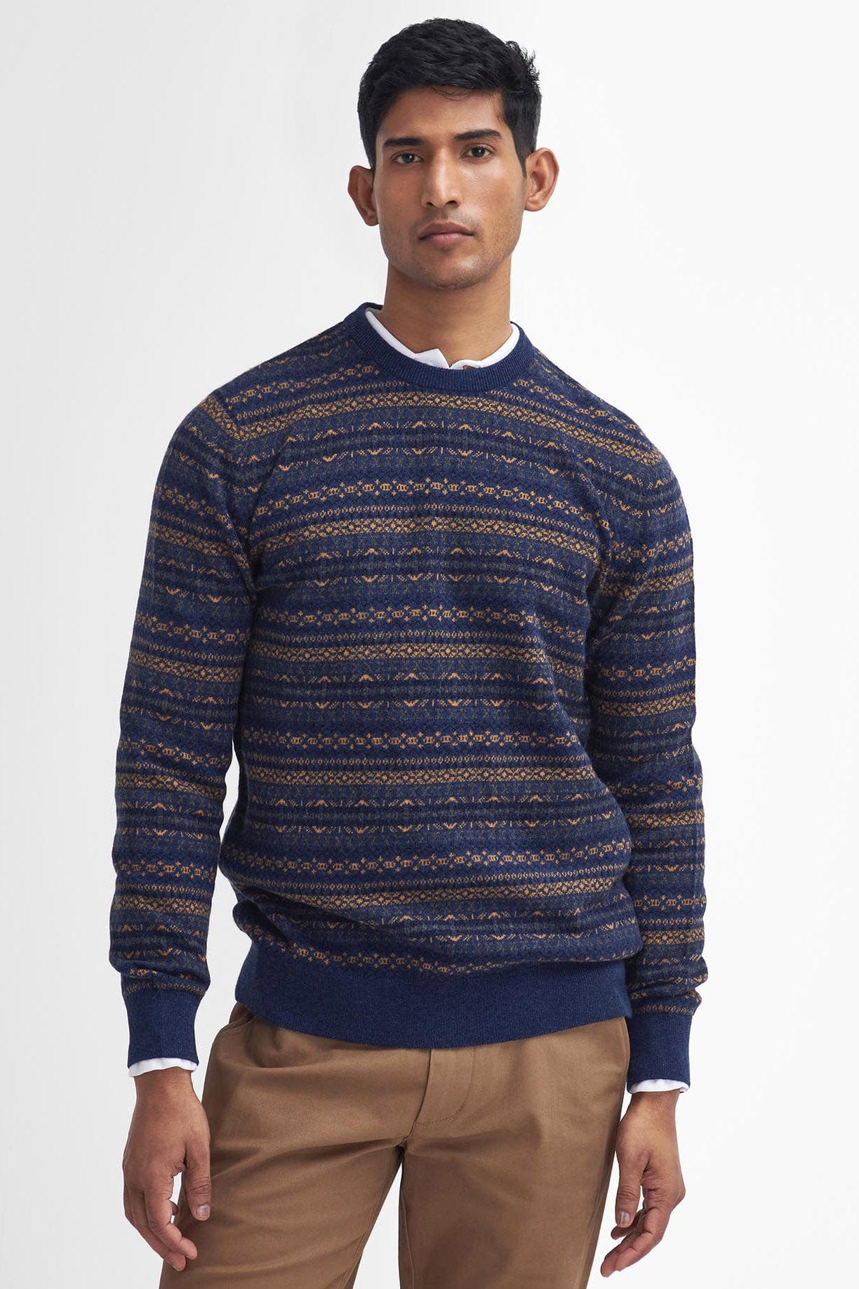 Orkney Fair Isle Crew Neck Sweater - Inky Blue - Image 2