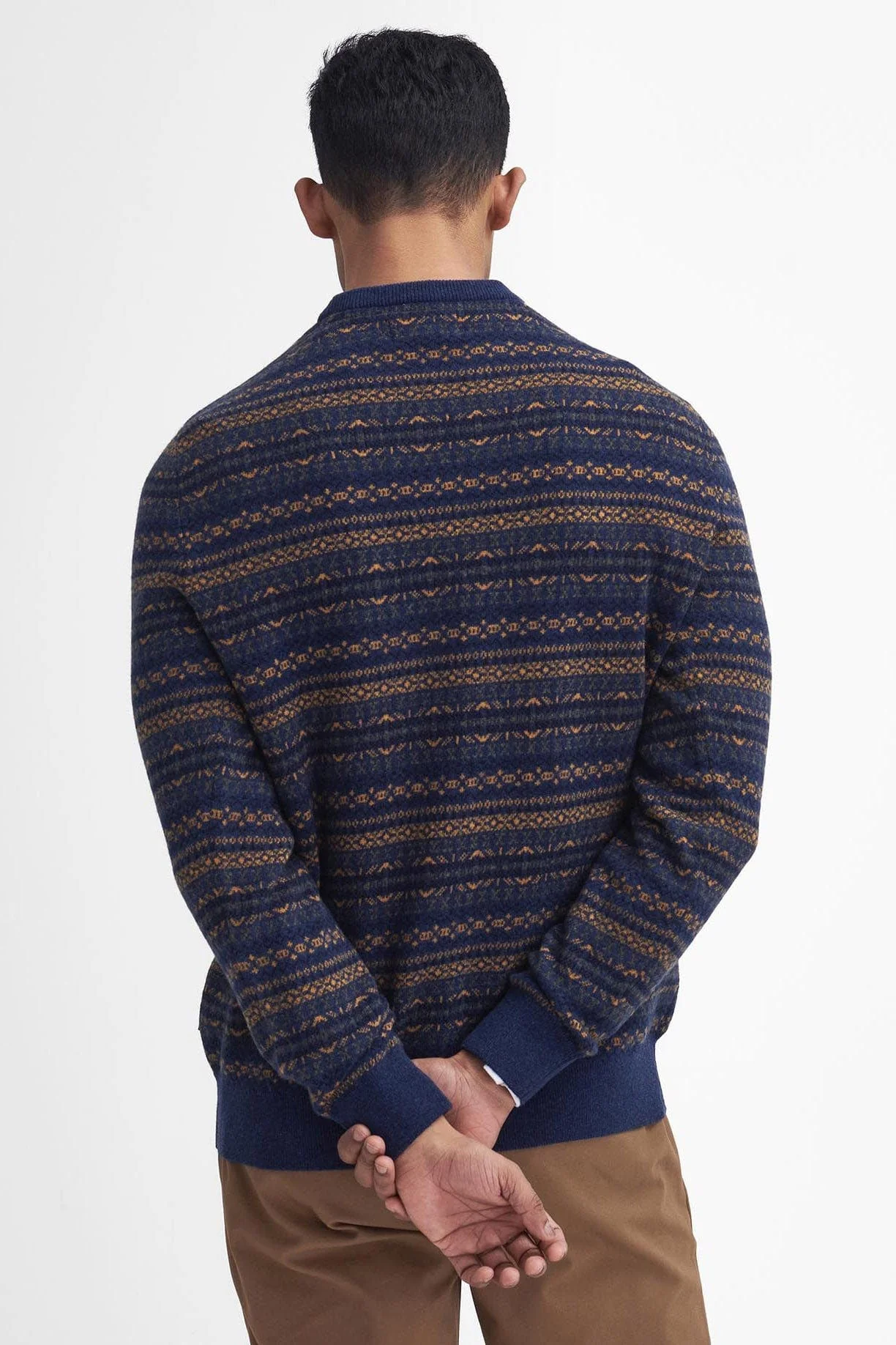 Orkney Fair Isle Crew Neck Sweater - Inky Blue - Image 3