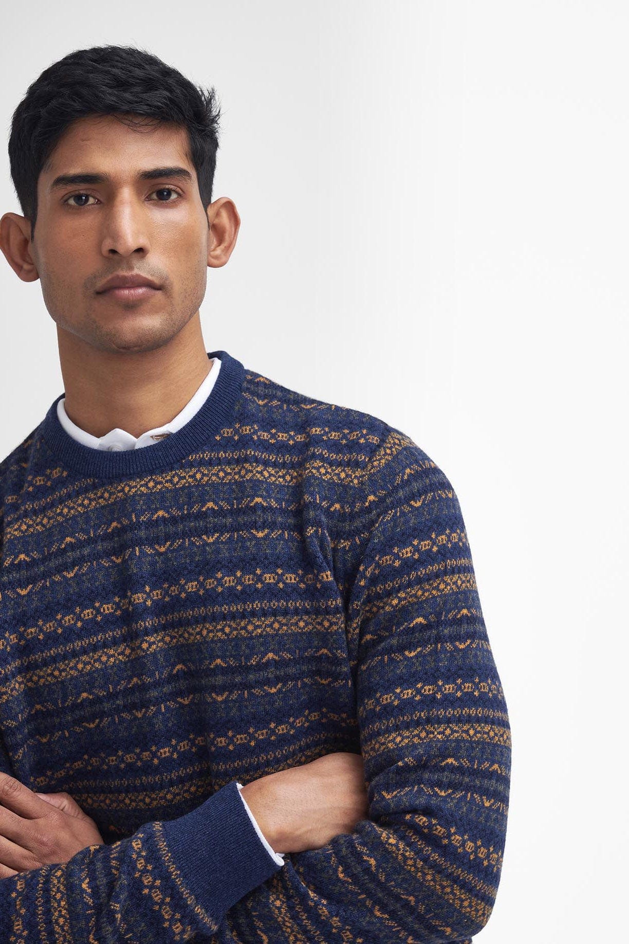 Orkney Fair Isle Crew Neck Sweater - Inky Blue - Image 4