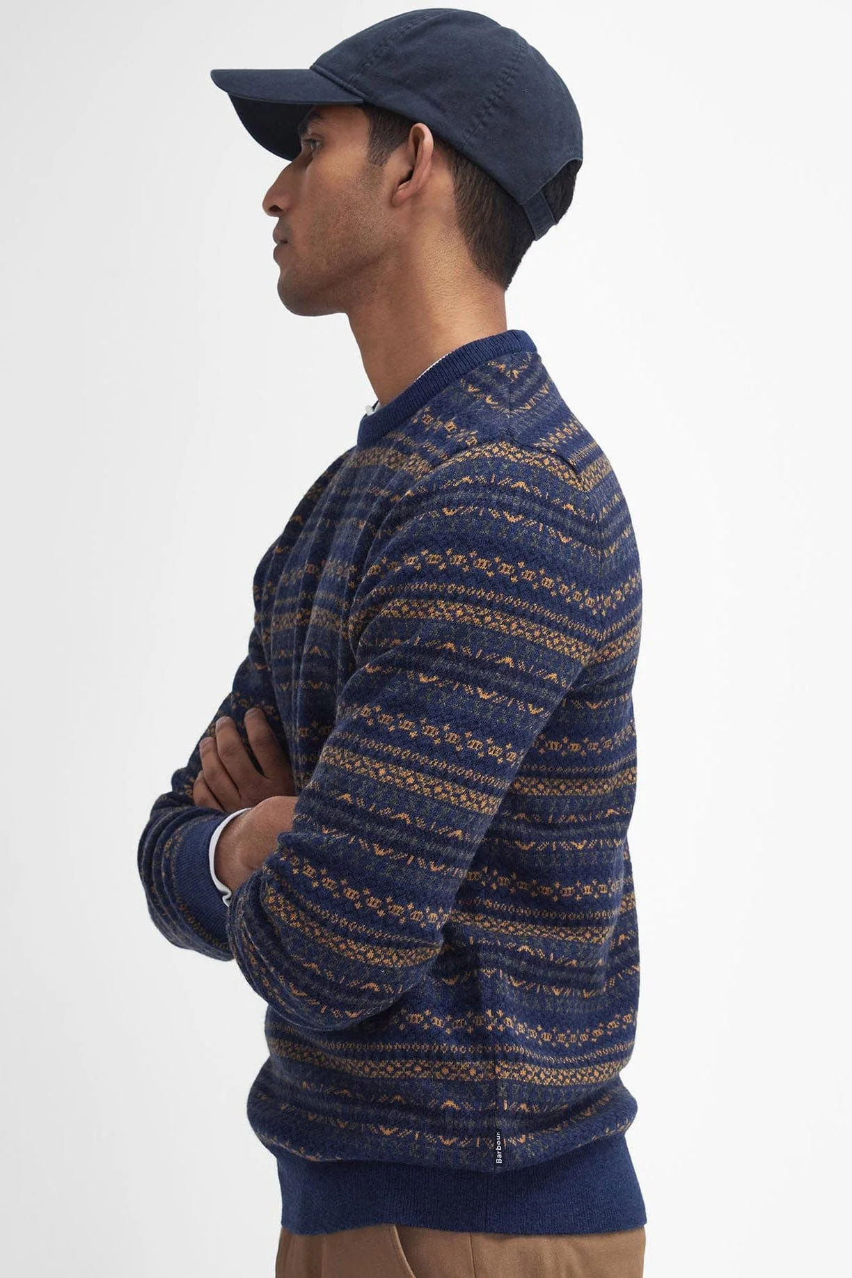 Orkney Fair Isle Crew Neck Sweater - Inky Blue - Image 5