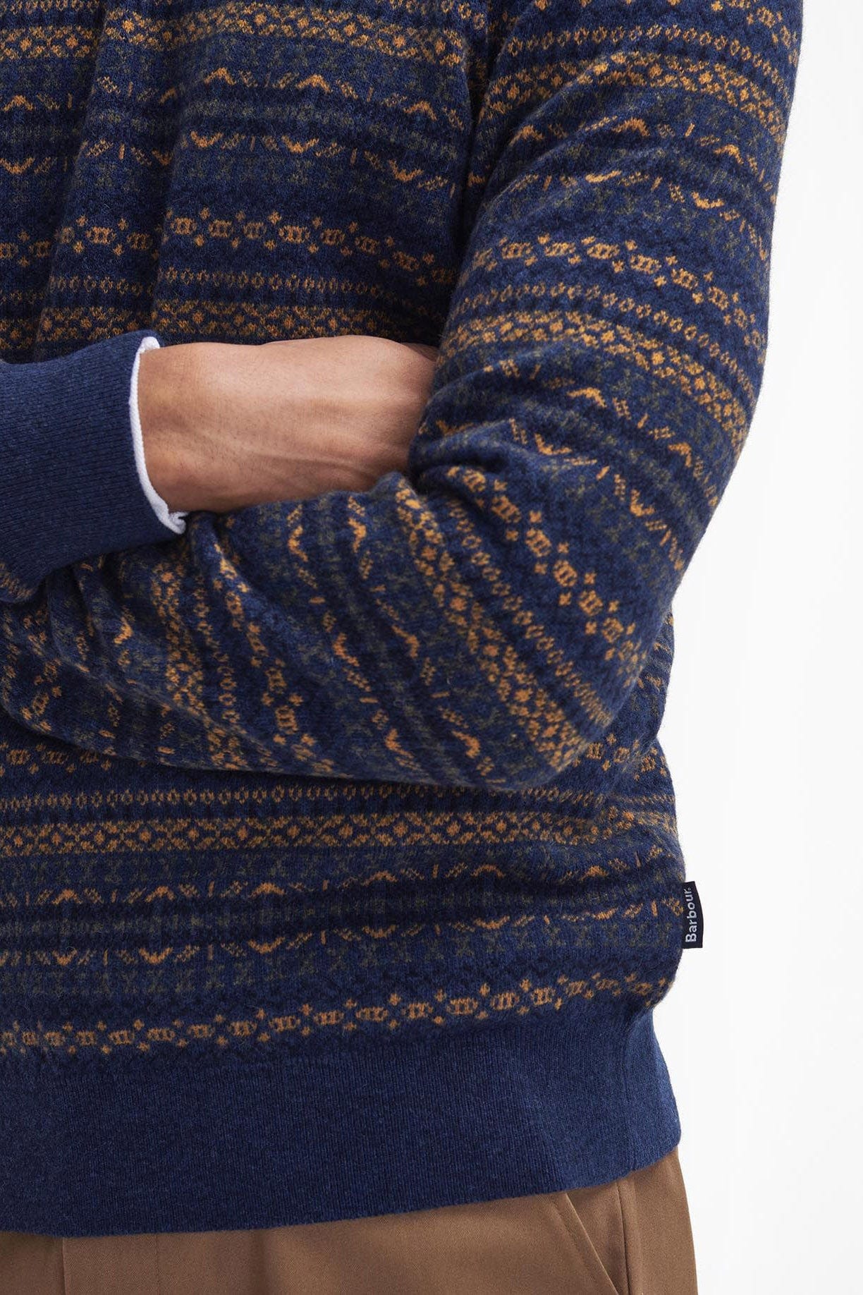 Orkney Fair Isle Crew Neck Sweater - Inky Blue - Image 6