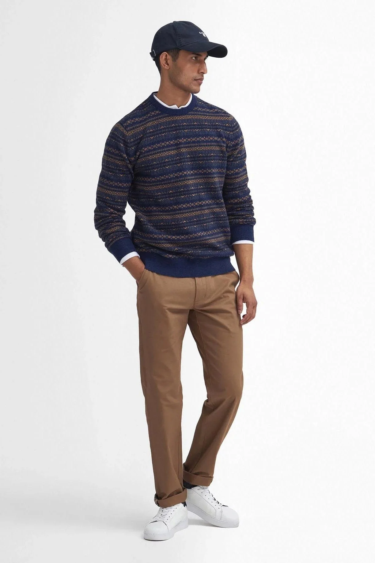 Orkney Fair Isle Crew Neck Sweater - Inky Blue - Image 8