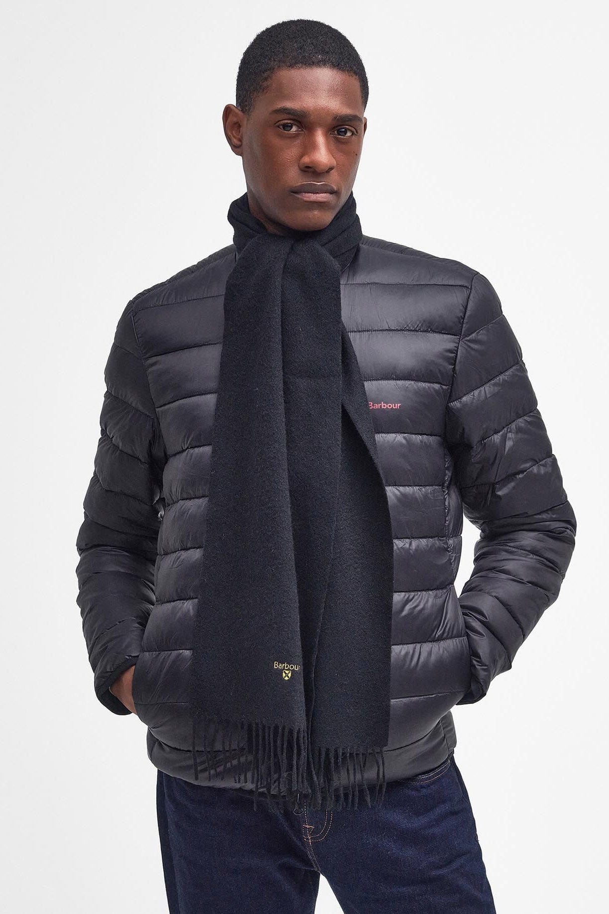 Plain Lambswool Scarf - Black - Image 2