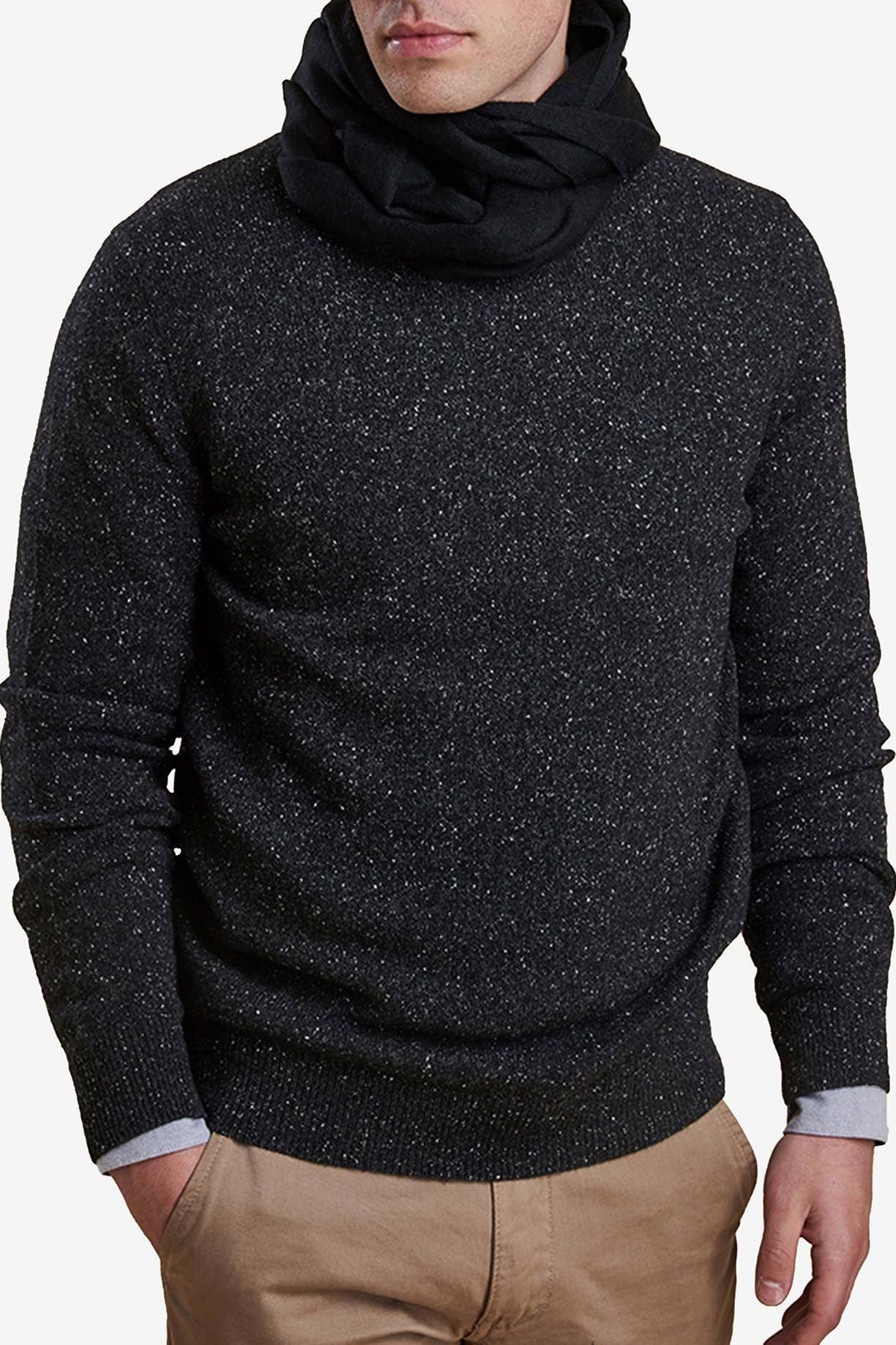 Plain Lambswool Scarf - Black - Image 6