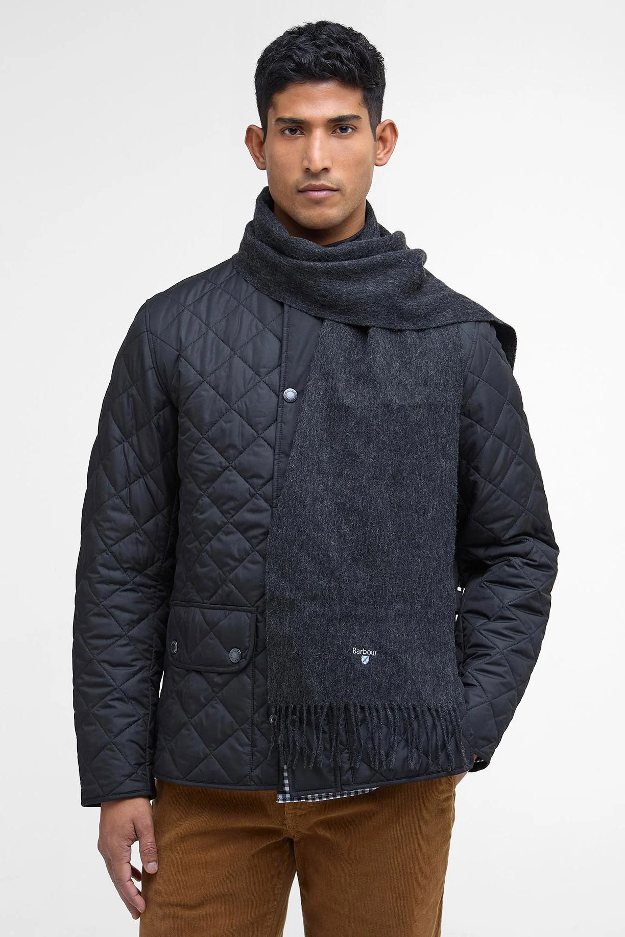 Plain Lambswool Scarf - Charcoal/Grey - Image 2