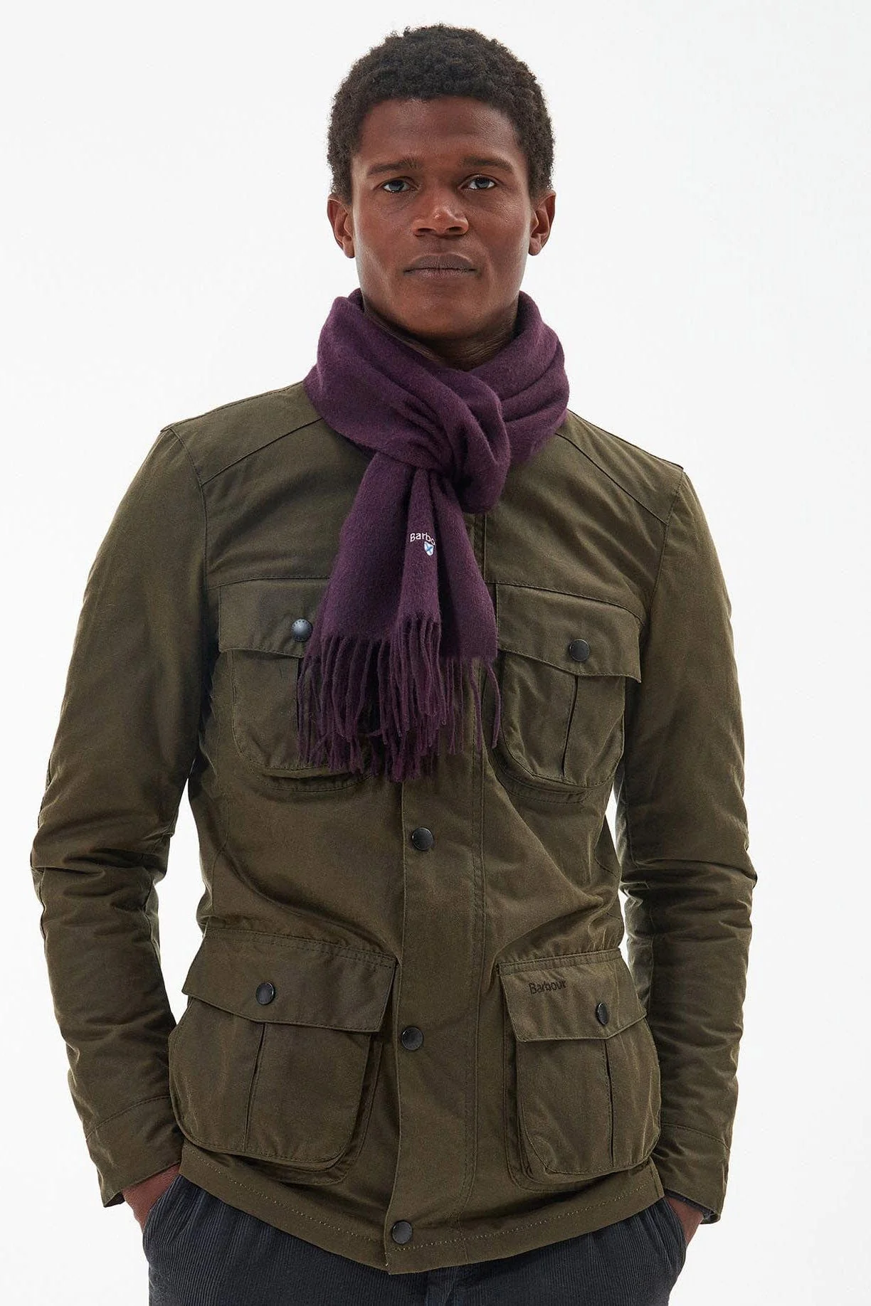 Plain Lambswool Scarf - Damson - Image 4