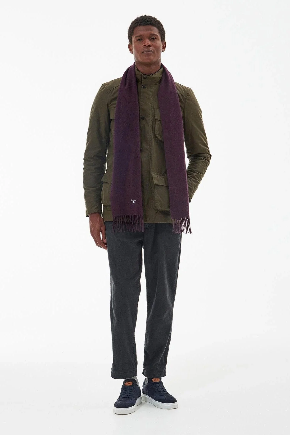 Plain Lambswool Scarf - Damson - Image 5