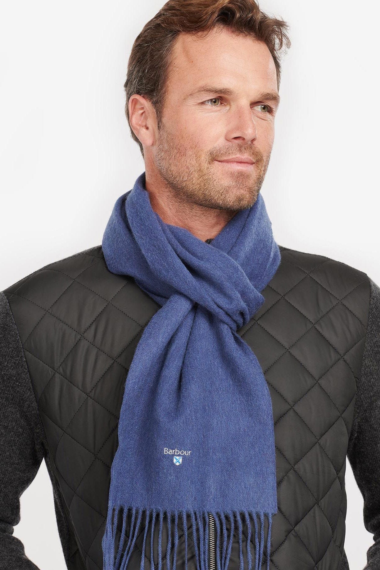 Plain Lambswool Scarf - True Navy - Image 3