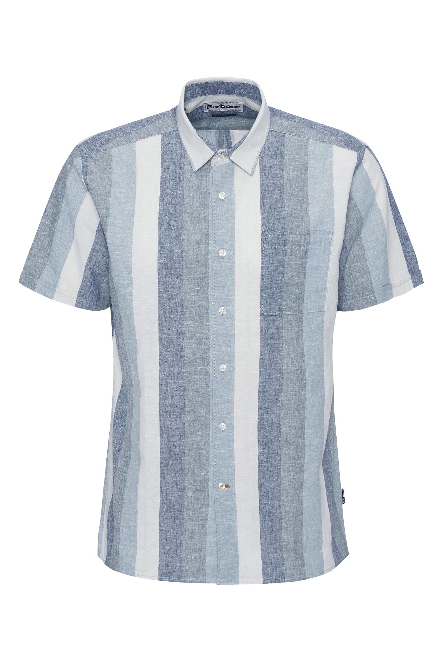 Portwell Stripe Regular Fit Short Sleeve Shirt - Classic Navy