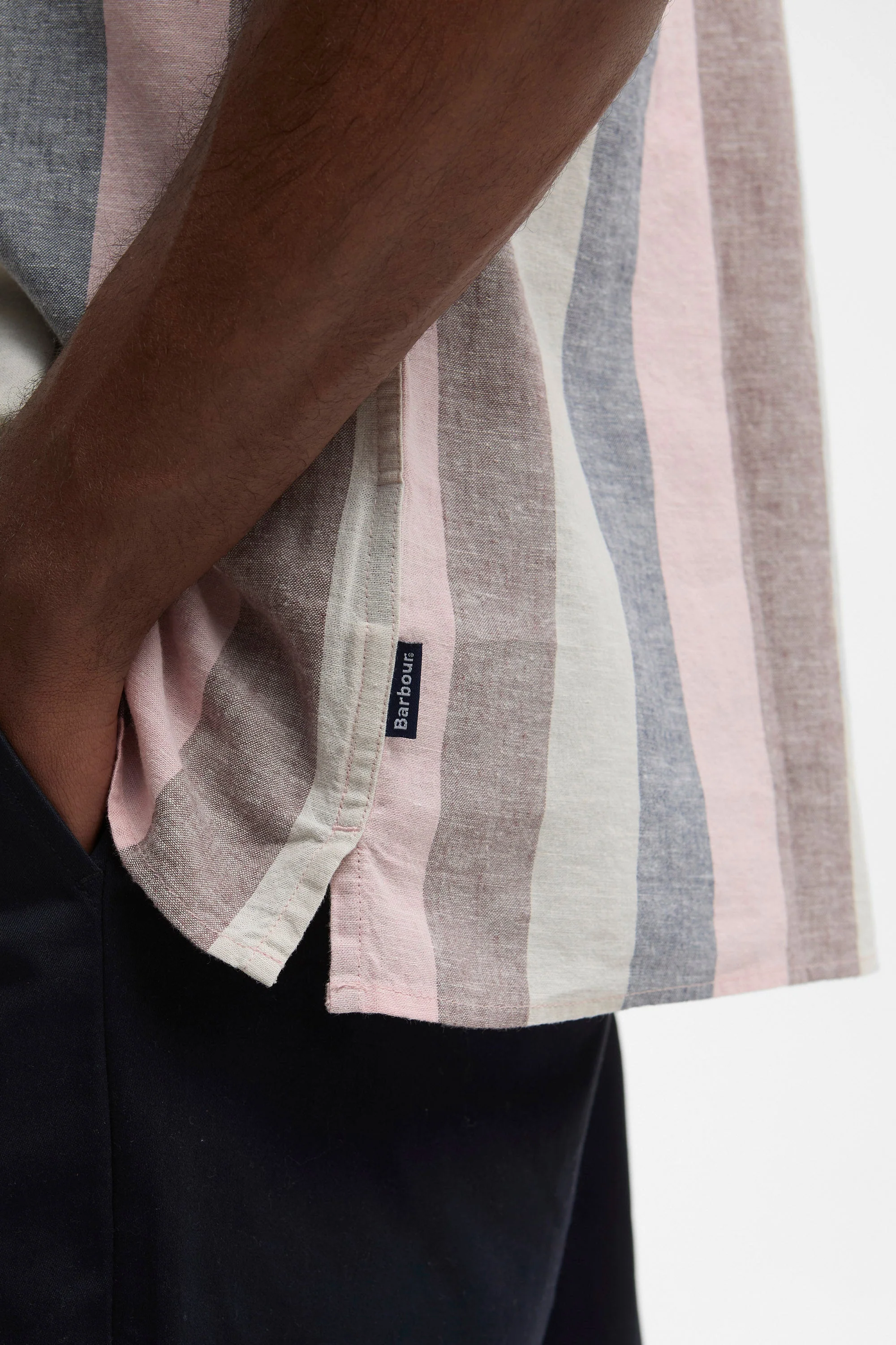 Portwell Striped Linen Blend Shirt - Pink - Image 4
