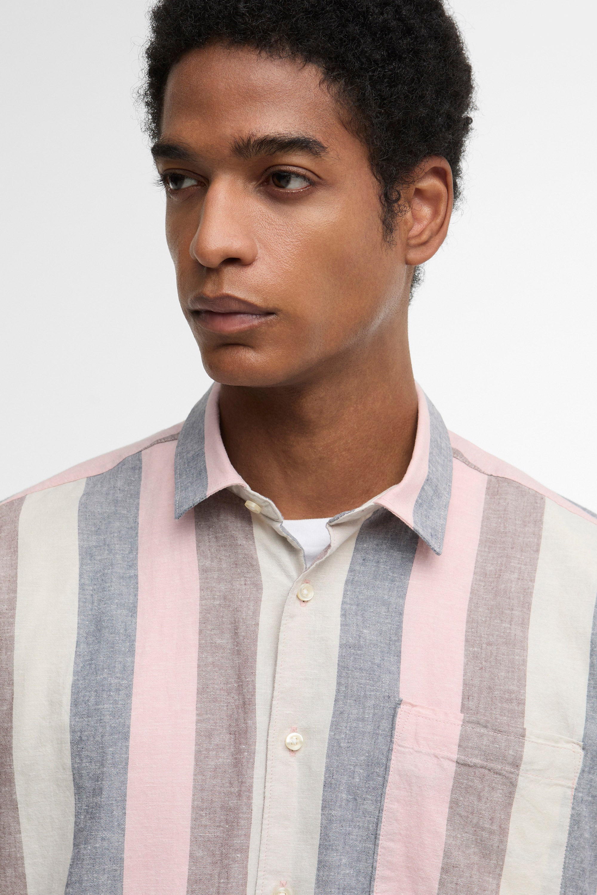 Portwell Striped Linen Blend Shirt - Pink - Image 5