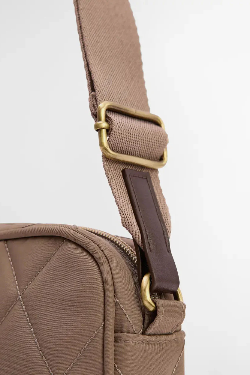 Quilted Crossbody Bag - Sand - Image 7