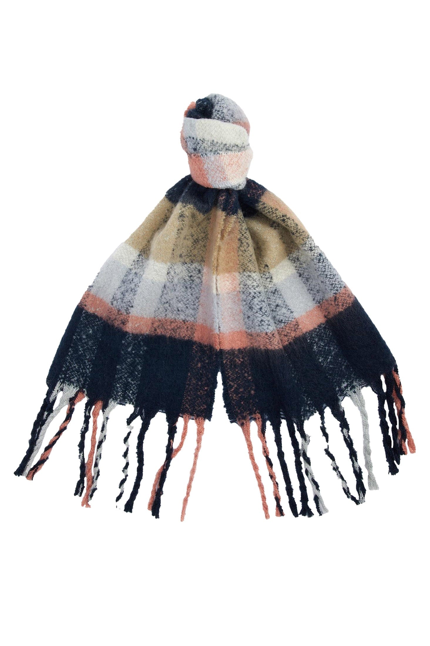 Rawson Check Scarf - Navy/Pink Rust