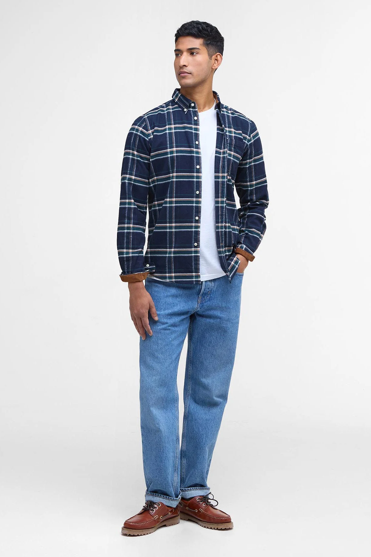 Ronan Tailored Brushed Cotton Shirt - Inky Blue - Image 4