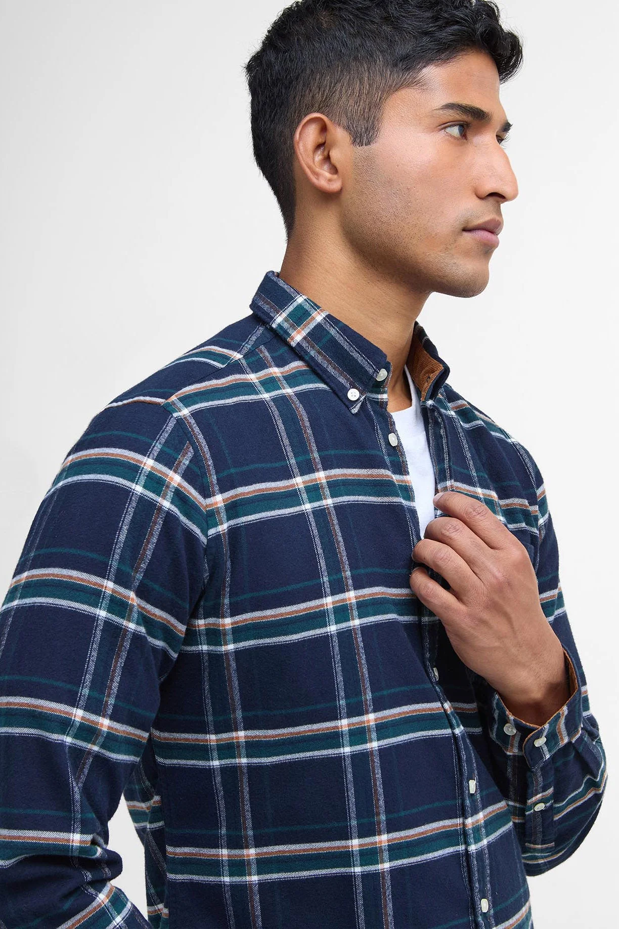 Ronan Tailored Brushed Cotton Shirt - Inky Blue - Image 5