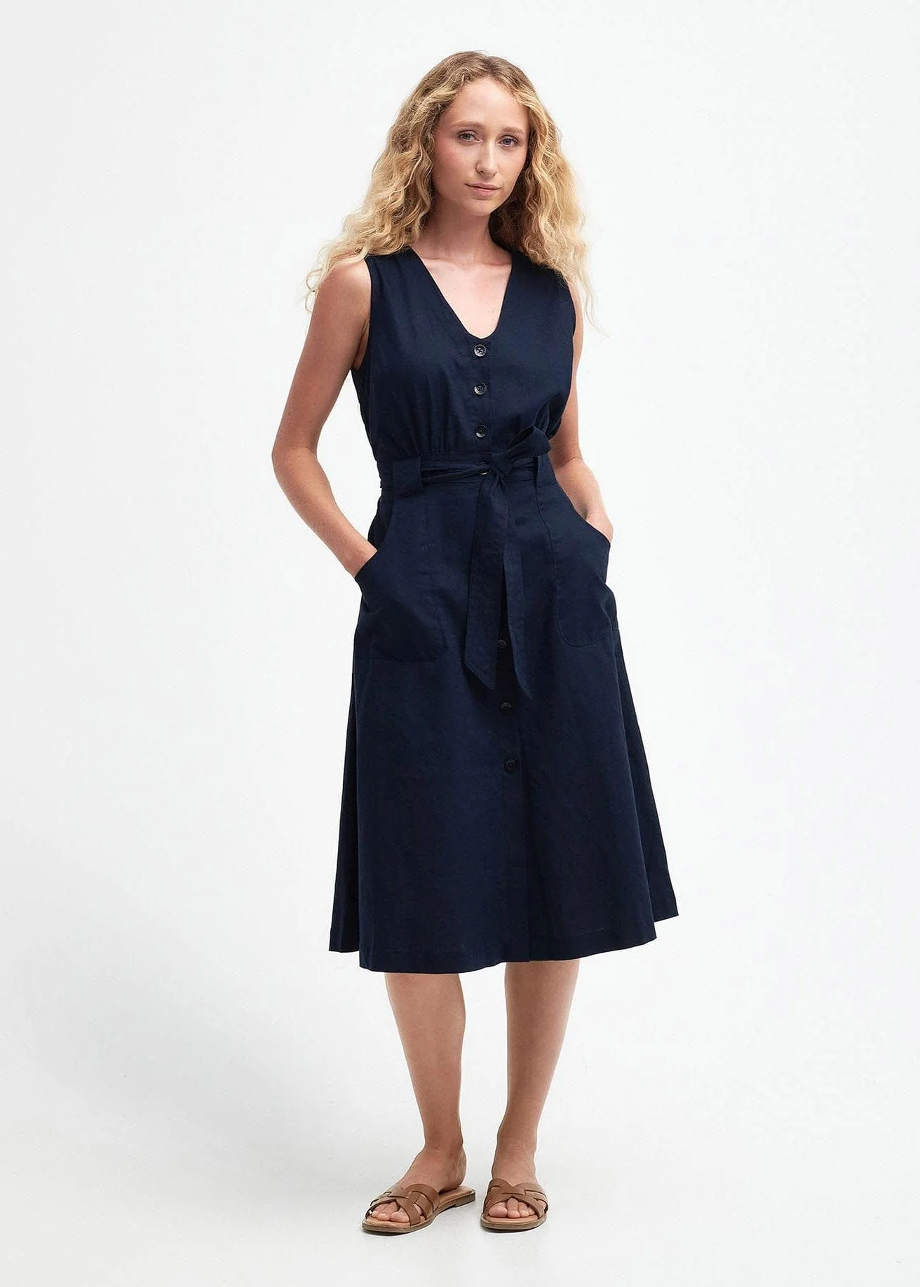 Rutherglen Sleeveless Midi Dress - Classic Navy - Image 2