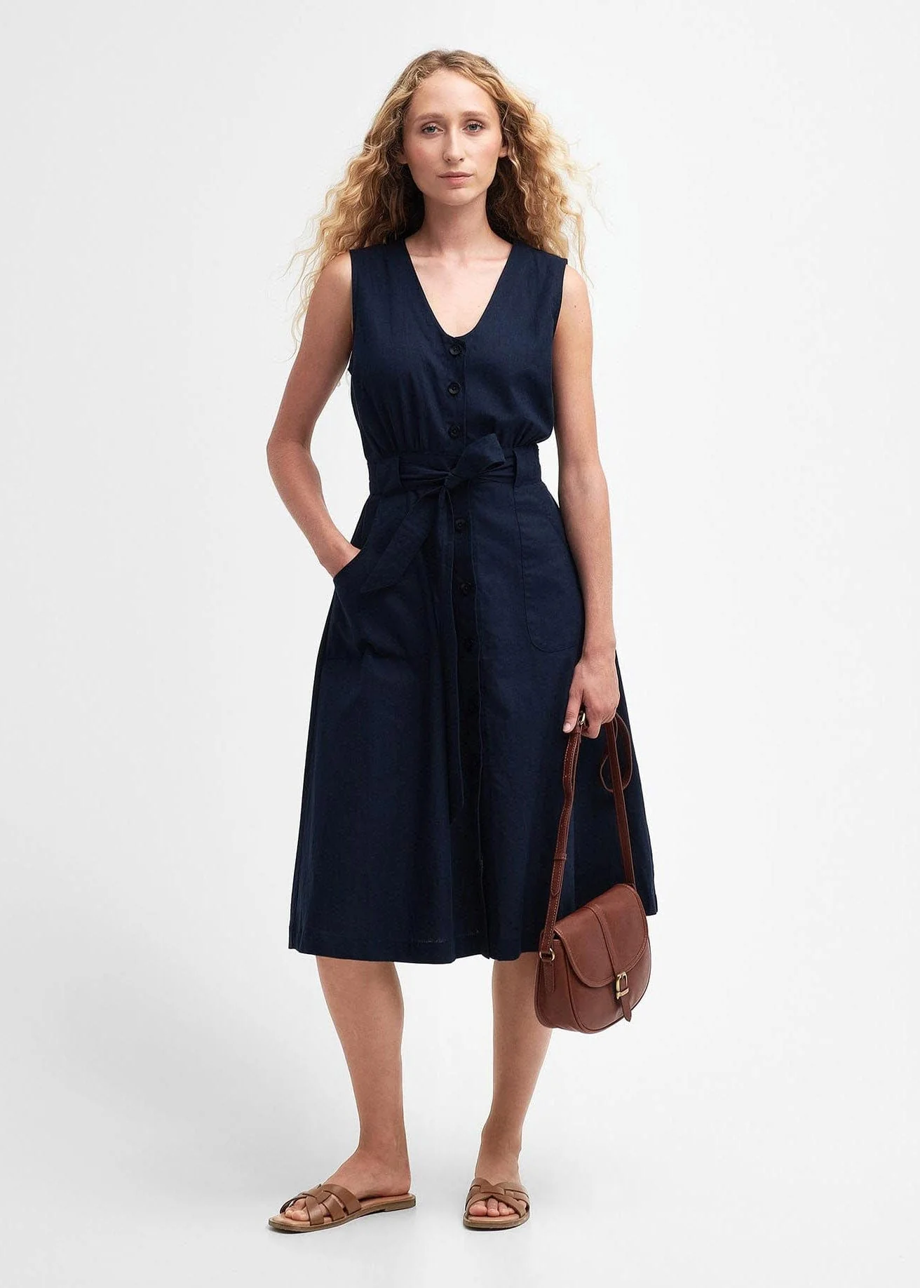 Rutherglen Sleeveless Midi Dress - Classic Navy - Image 7