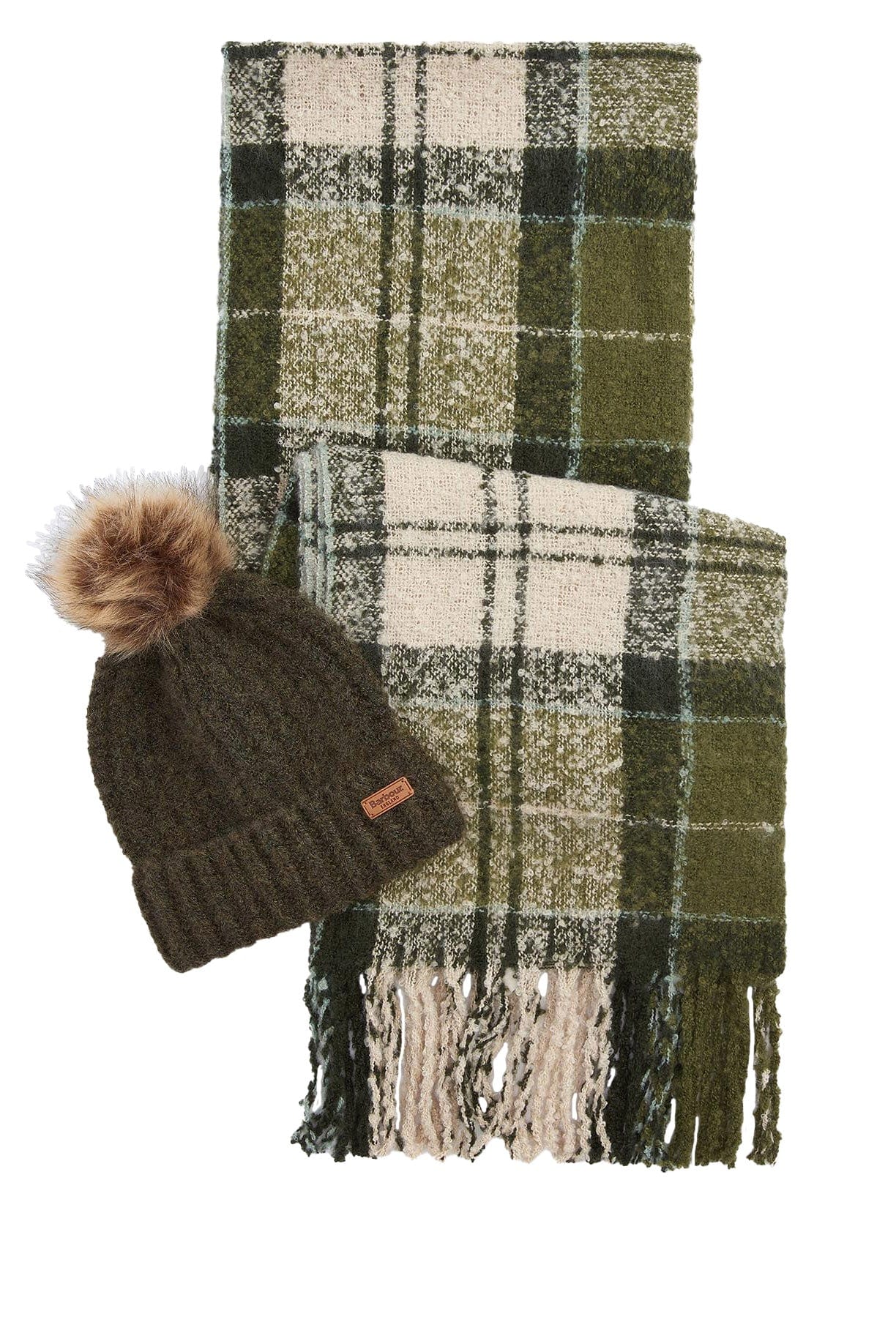 Saltburn Beanie And Tartan Scarf Gift Set - Ancient Loden