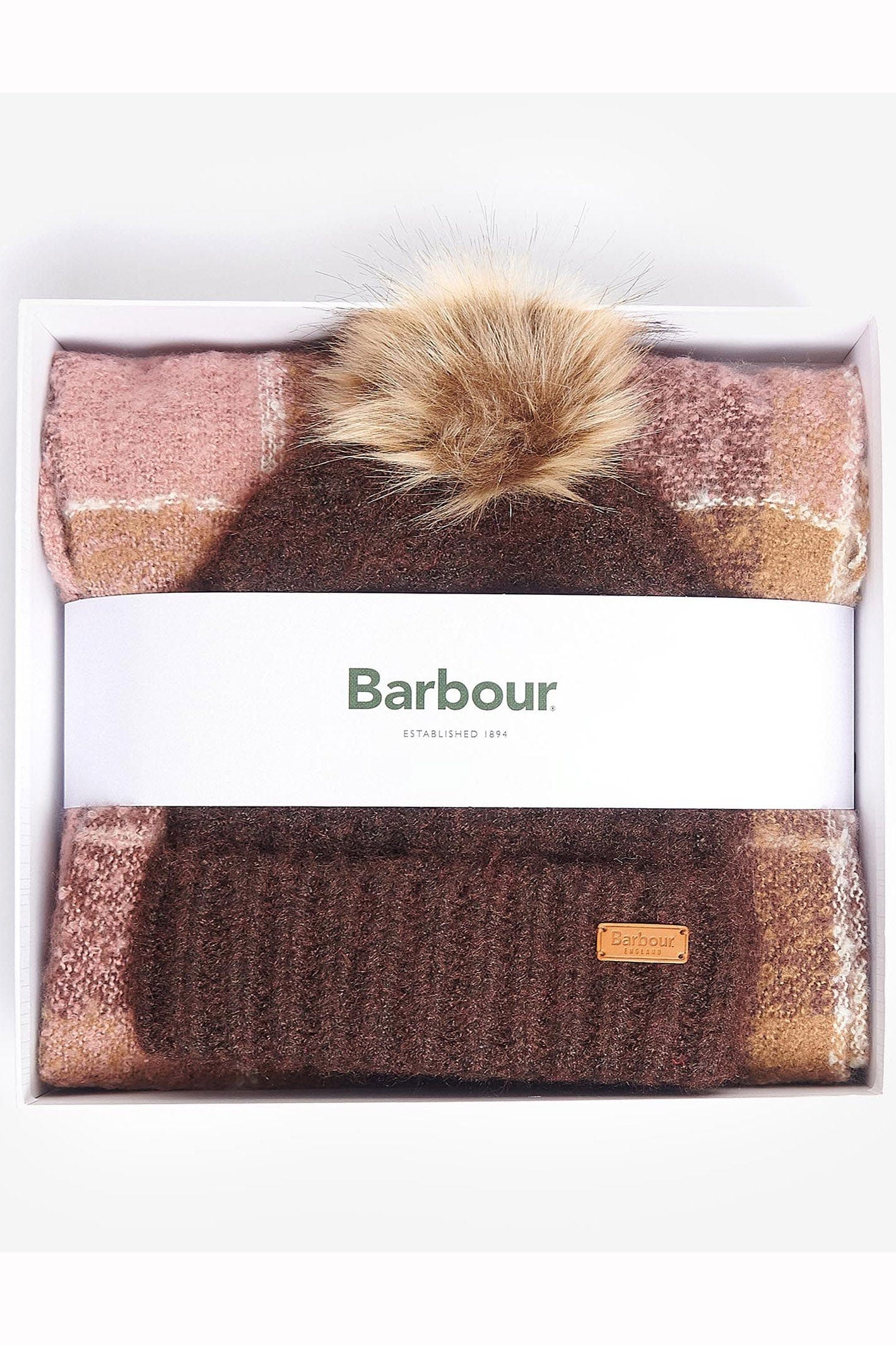 Saltburn Beanie & Tartan Scarf Gift Set - Chocolate - Image 2