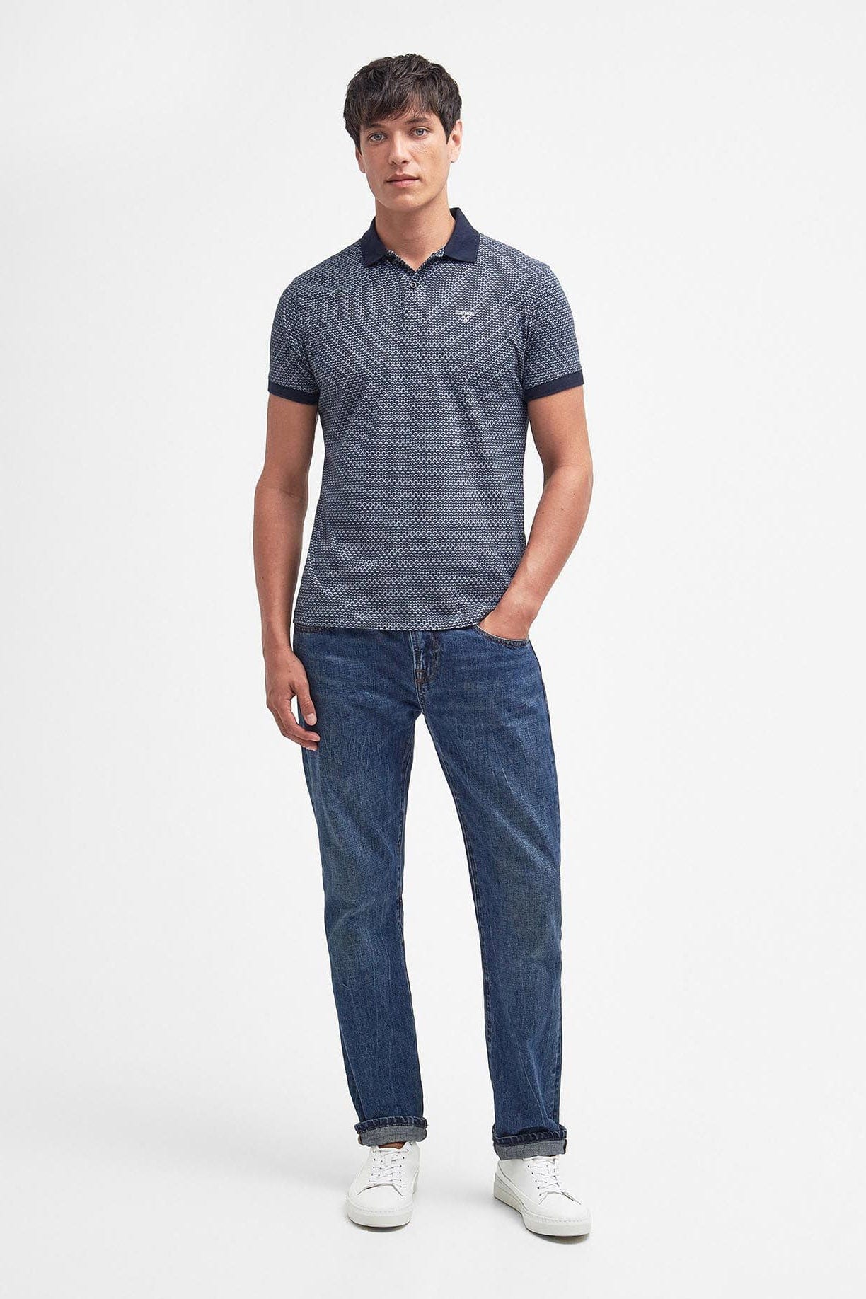 Shell Print Polo Shirt - Classic Navy - Image 4