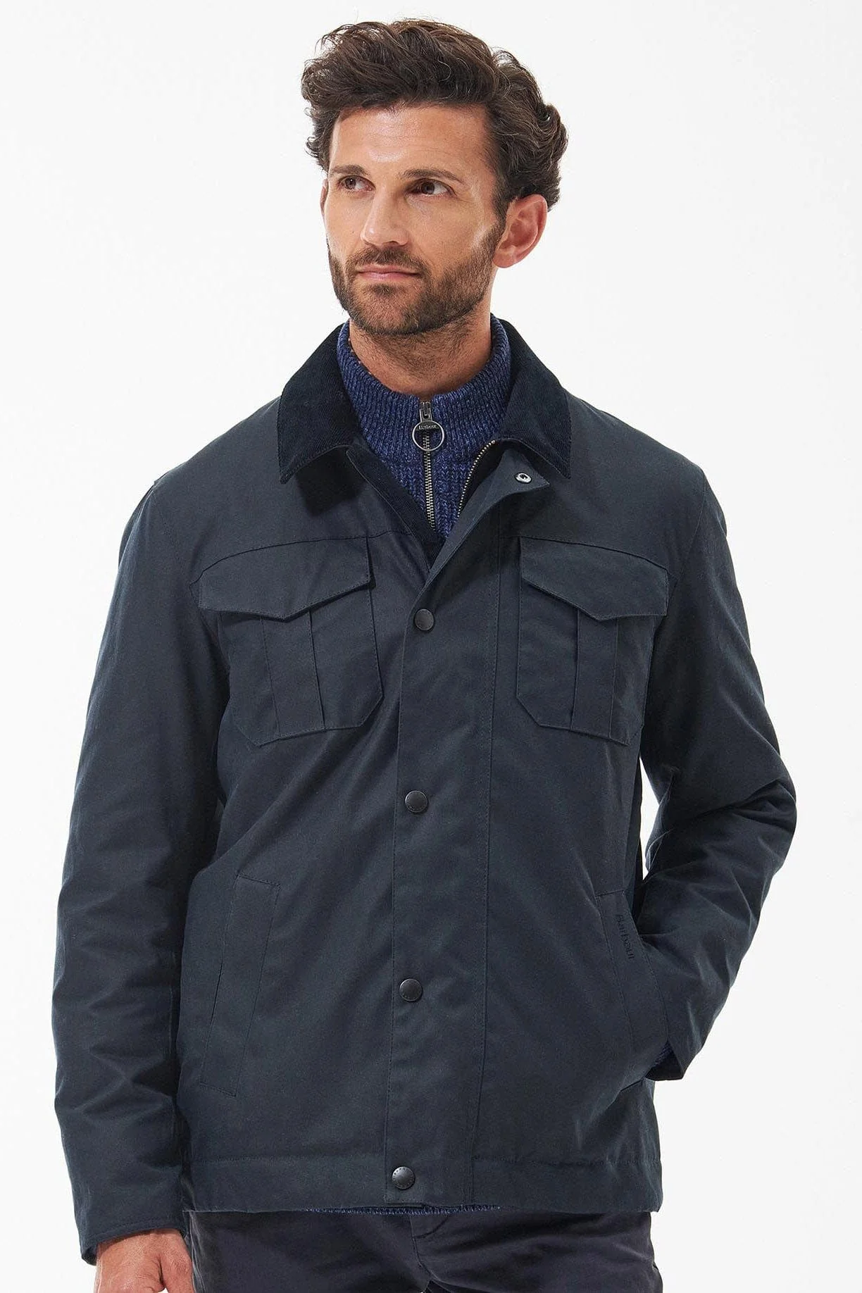 Spen Wax Jacket - Navy - Image 2