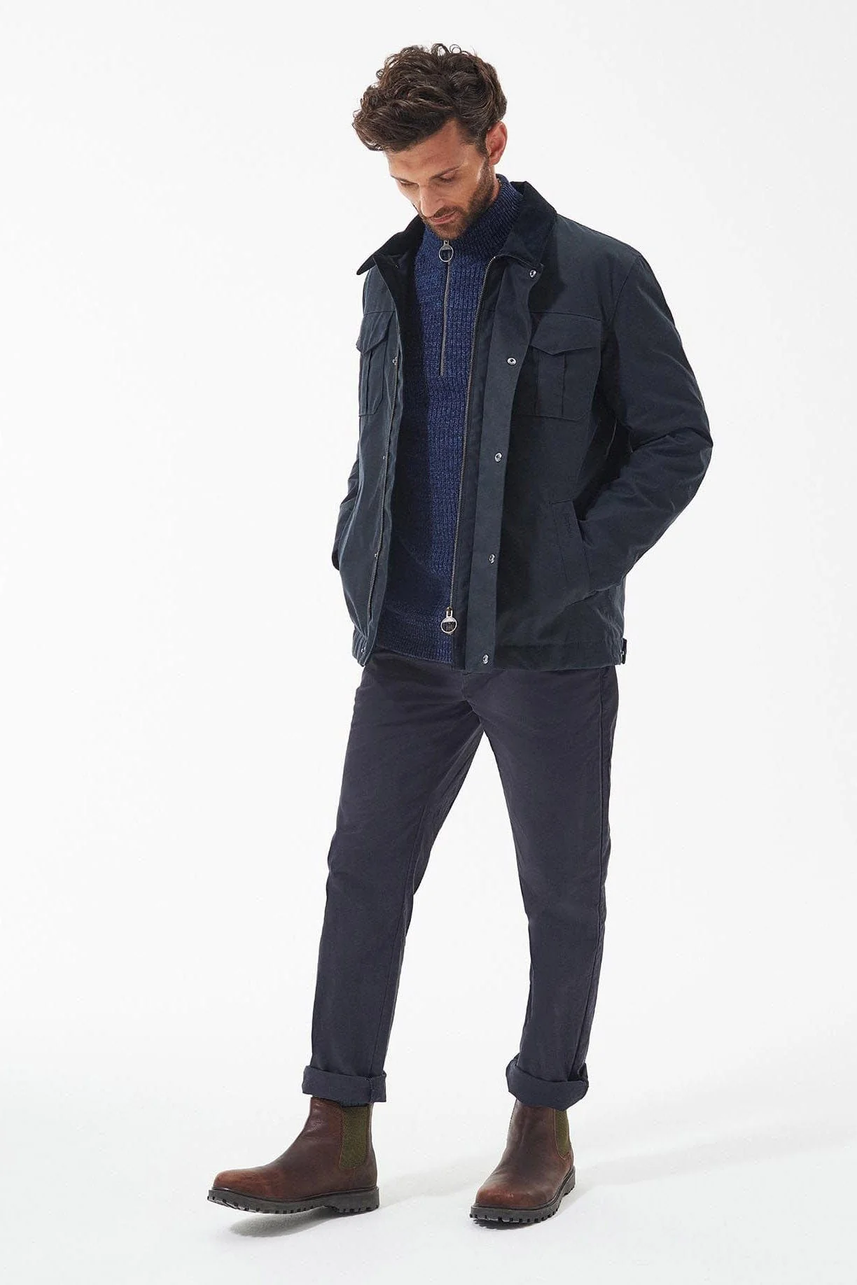 Spen Wax Jacket - Navy - Image 8