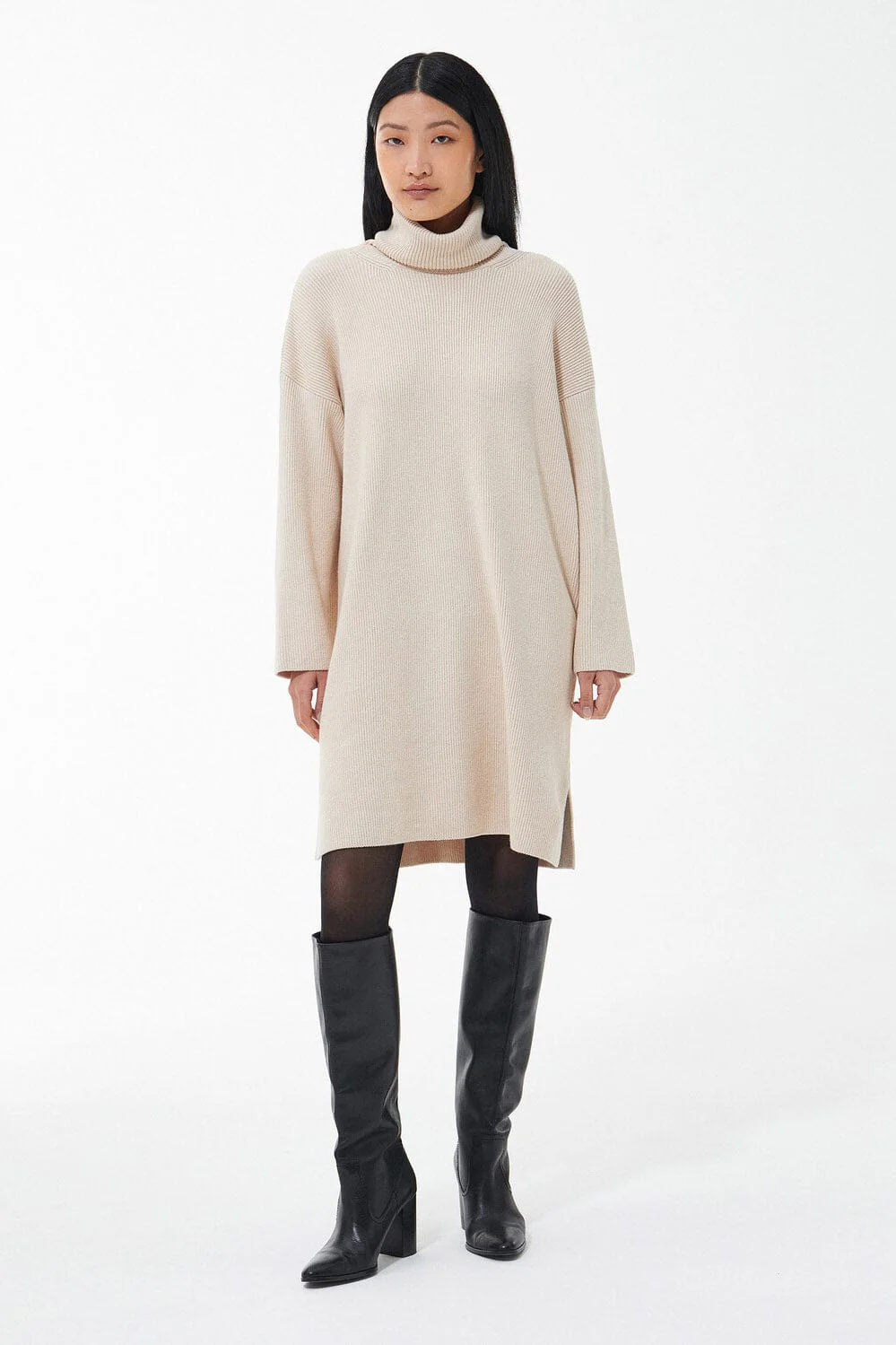 Stitch Knit Jumper Dress - Oatmeal - Image 4