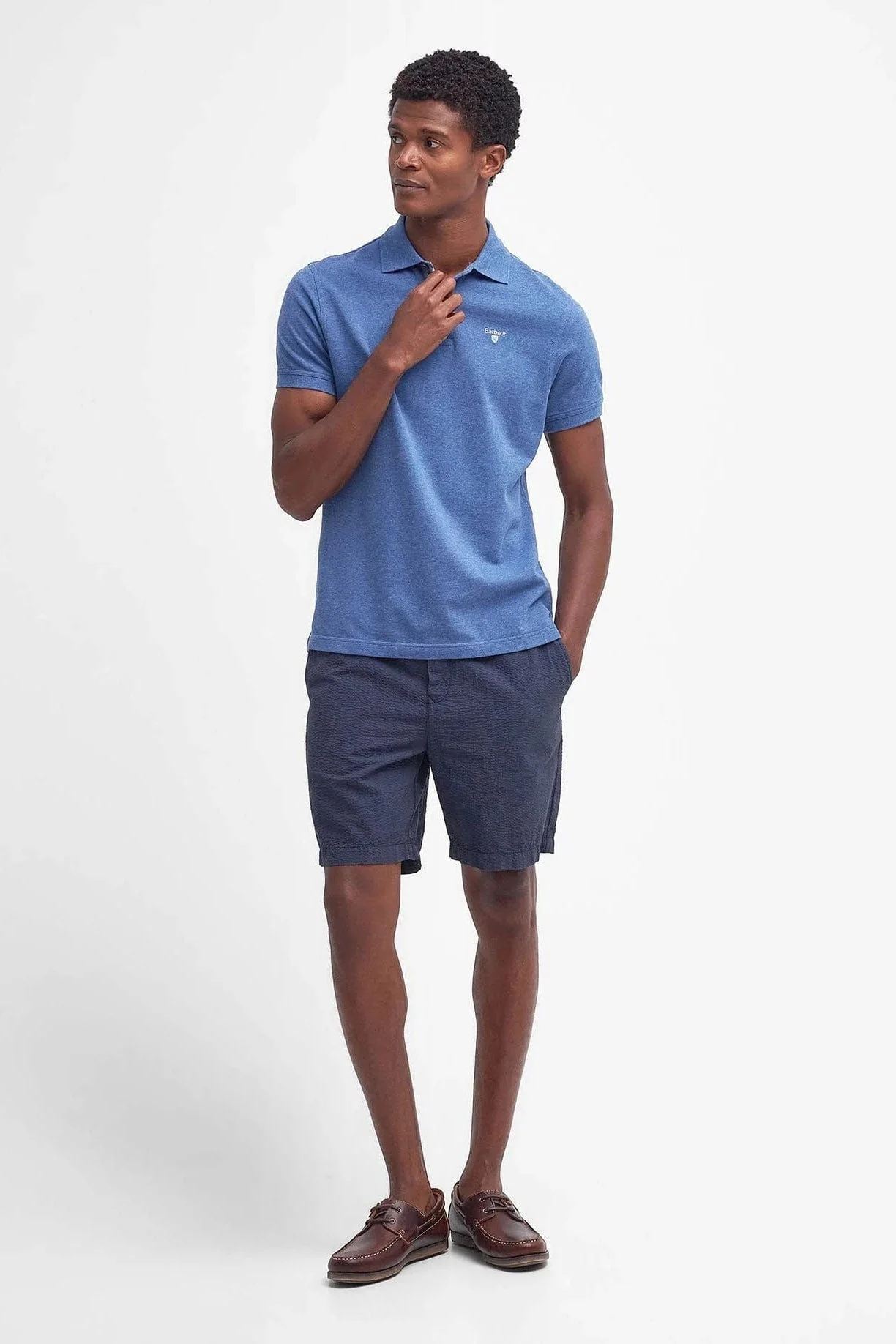 Tartan Pique Polo - Dark Chambray Marl - Image 3