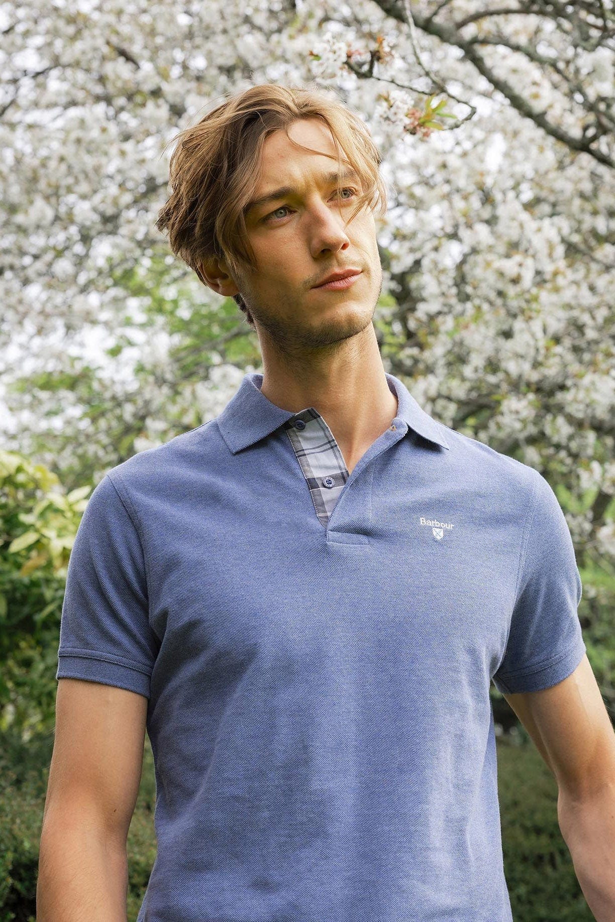 Tartan Pique Polo - Dark Chambray Marl - Image 7