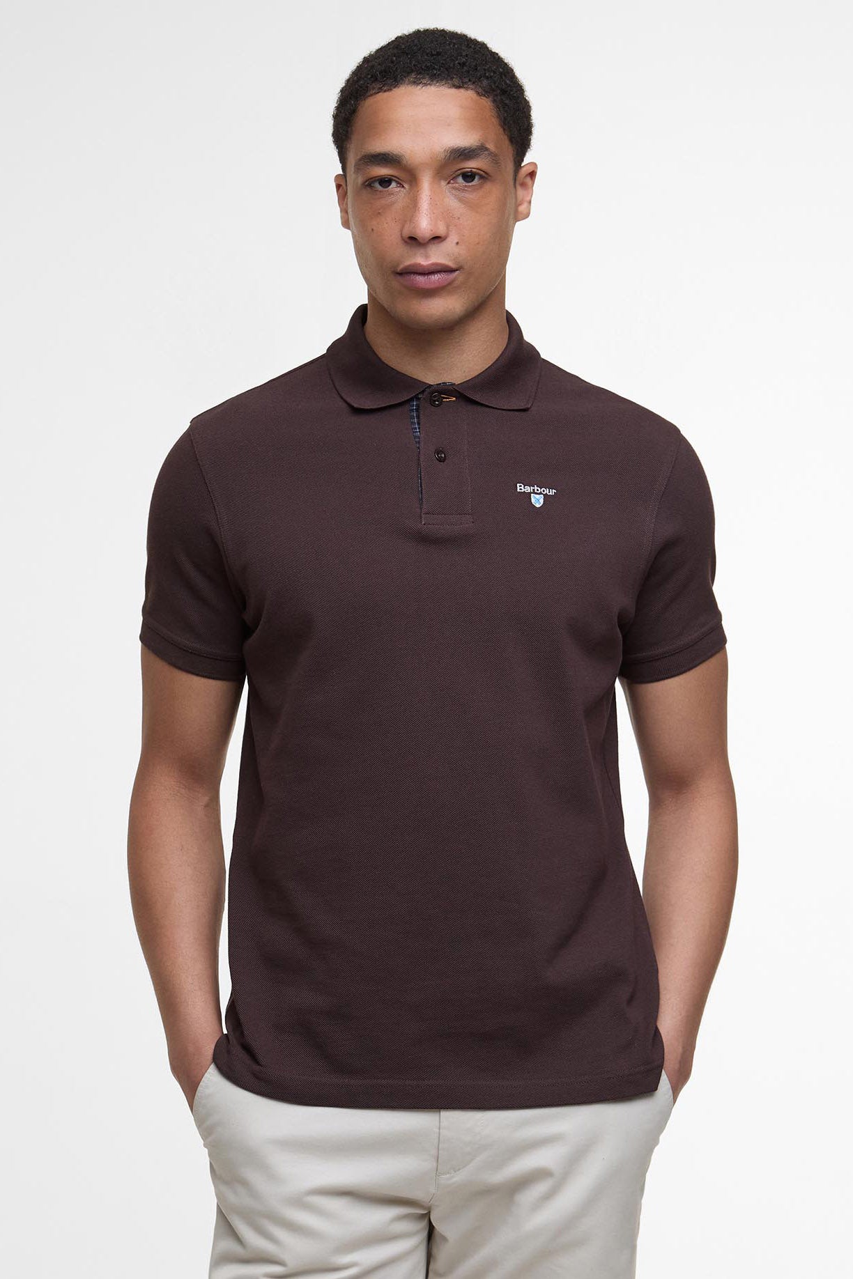 Tartan Pique Polo - Dark Oak - Image 2