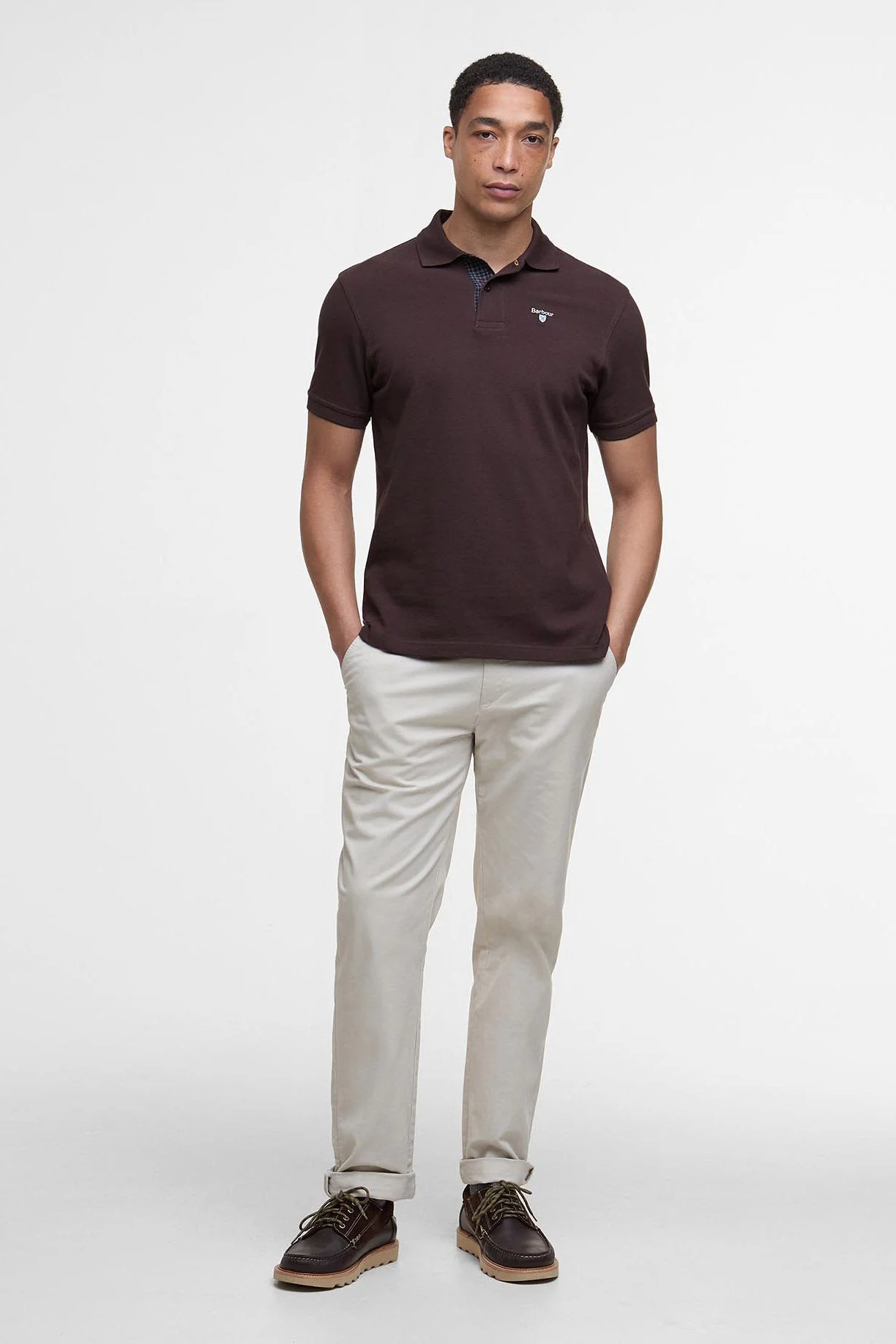 Tartan Pique Polo - Dark Oak - Image 4