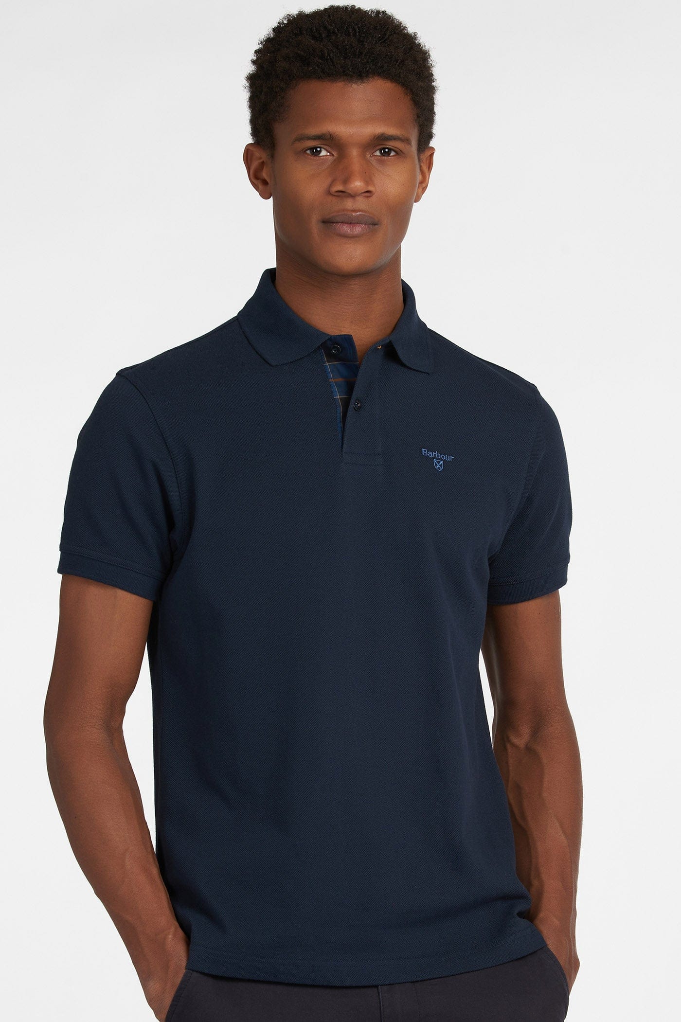 Tartan Pique Polo - Navy - Image 2