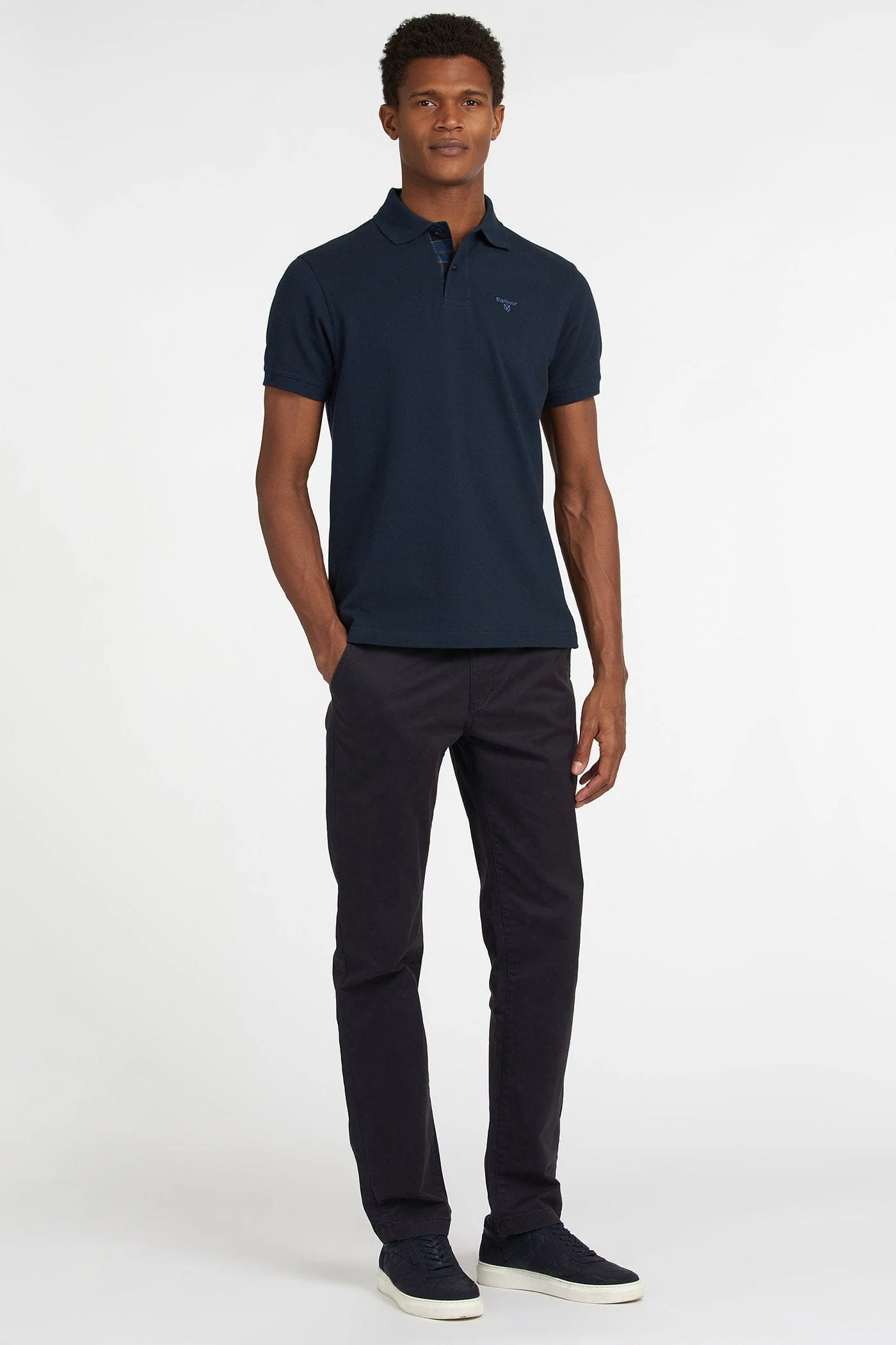 Tartan Pique Polo - Navy - Image 4